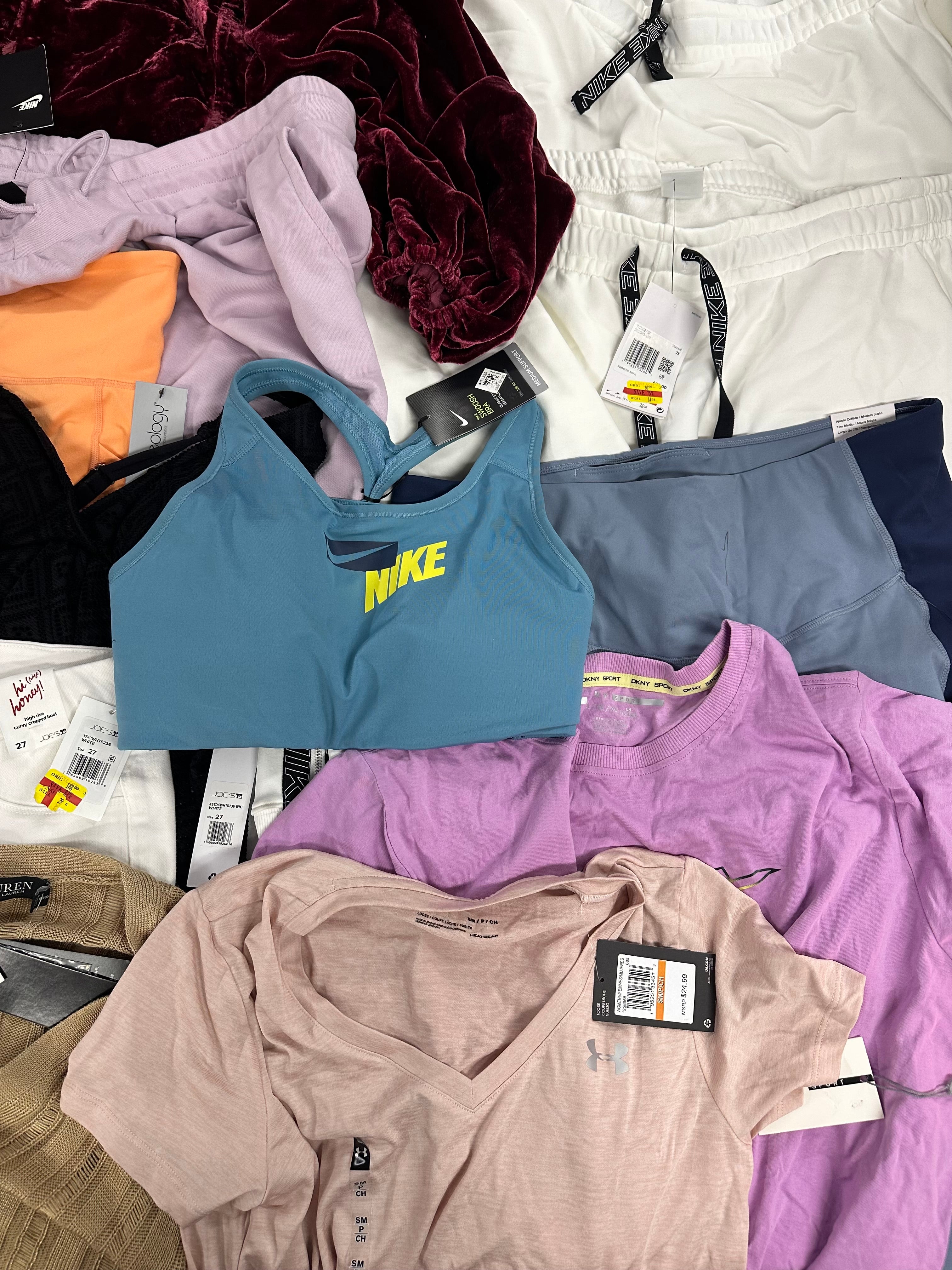 Women's Clothing Assorted Wholesale Lot, JOE'S JEANS, UNDER ARMOUR, POLO RALPH LAUREN, DKNY, FREE PEOPLE, NIKE and more, 14 items, CUSTOMER RETURNS