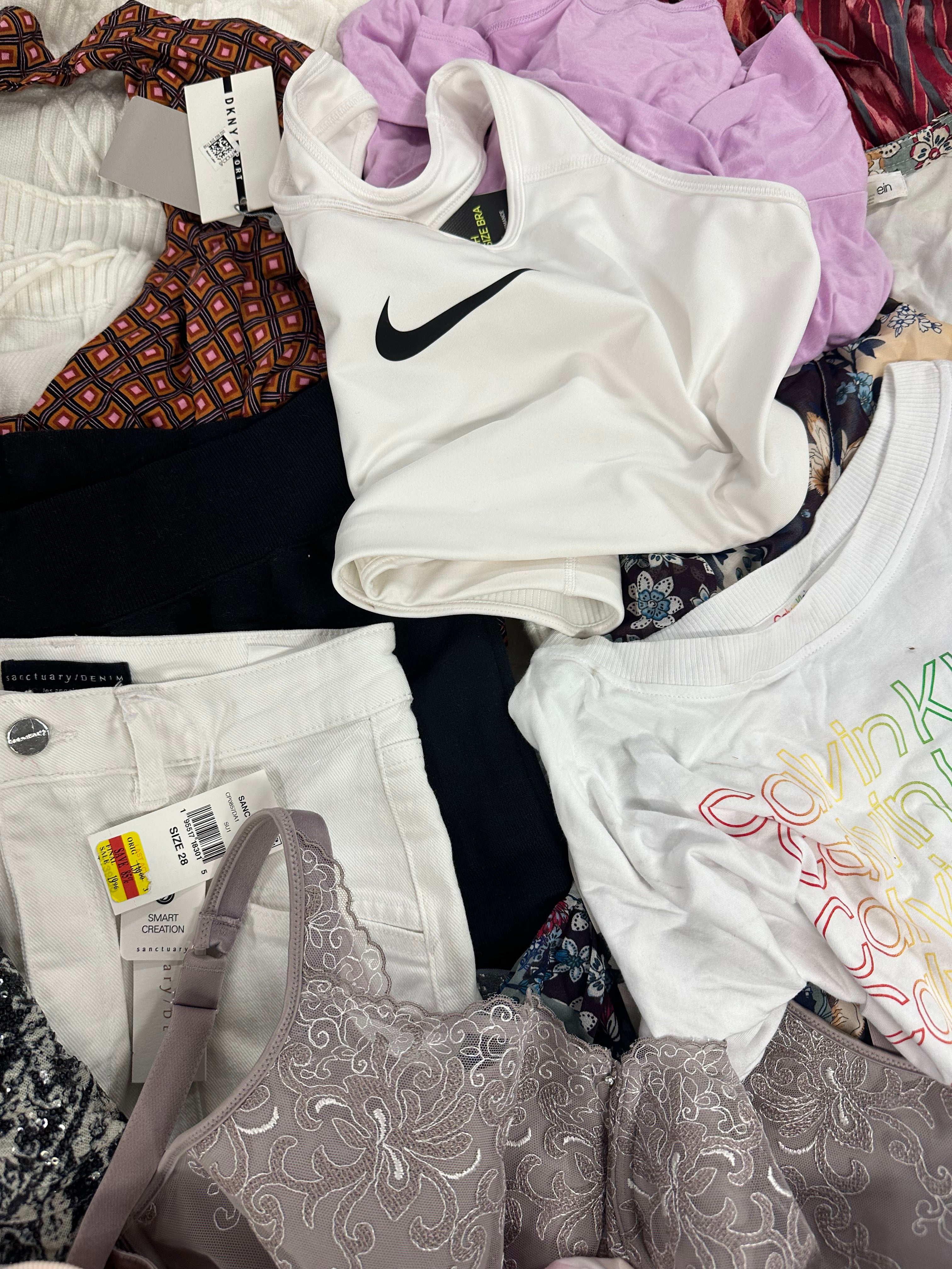Women's Clothing Assorted Wholesale Lot, DKNY, FREE PEOPLE, RALPH LAUREN, CHAMPION, CALVIN KLEIN and more, 13 items, CUSTOMER RETURNS
