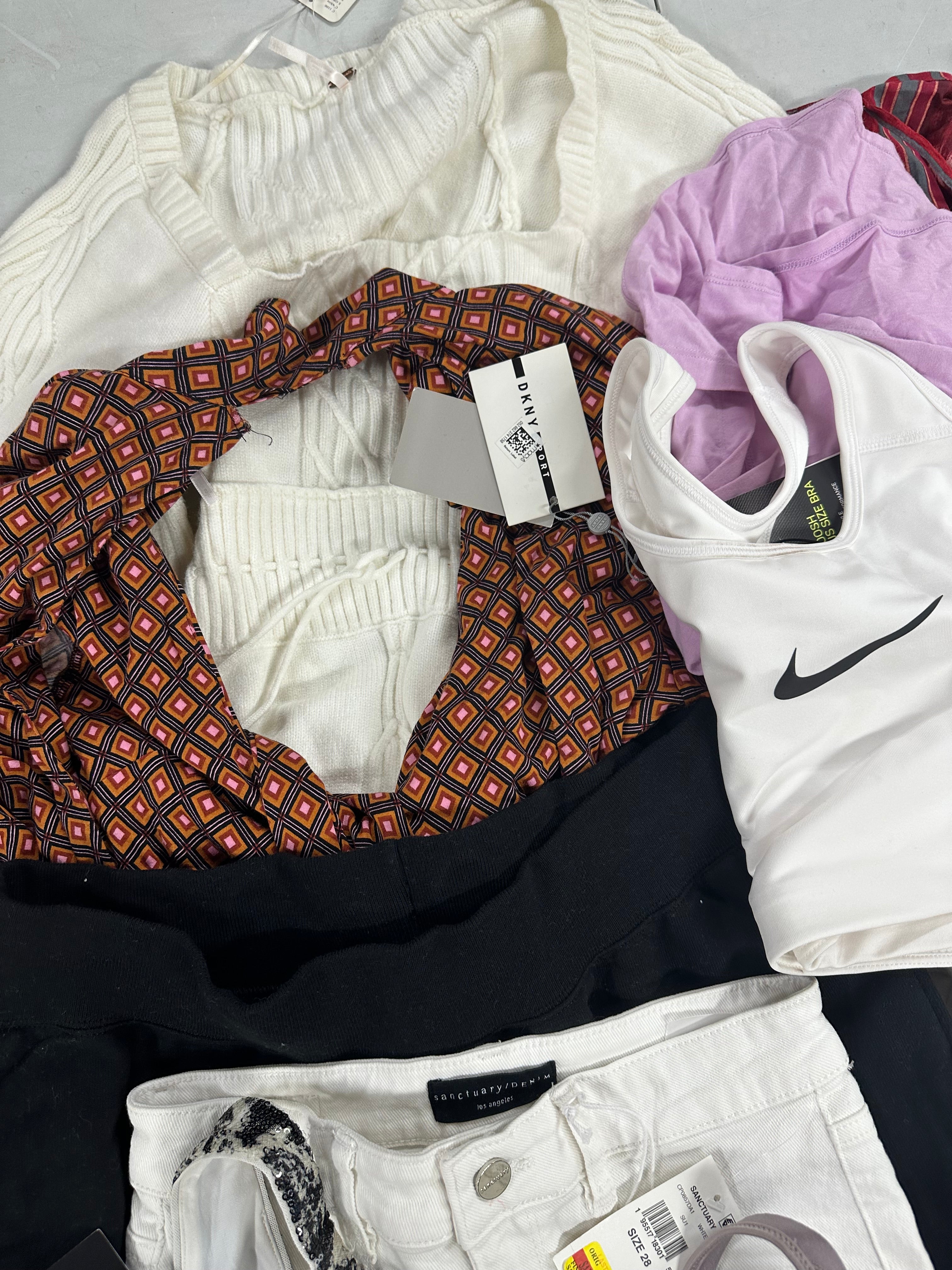 Women's Clothing Assorted Wholesale Lot, DKNY, FREE PEOPLE, RALPH LAUREN, CHAMPION, CALVIN KLEIN and more, 13 items, CUSTOMER RETURNS