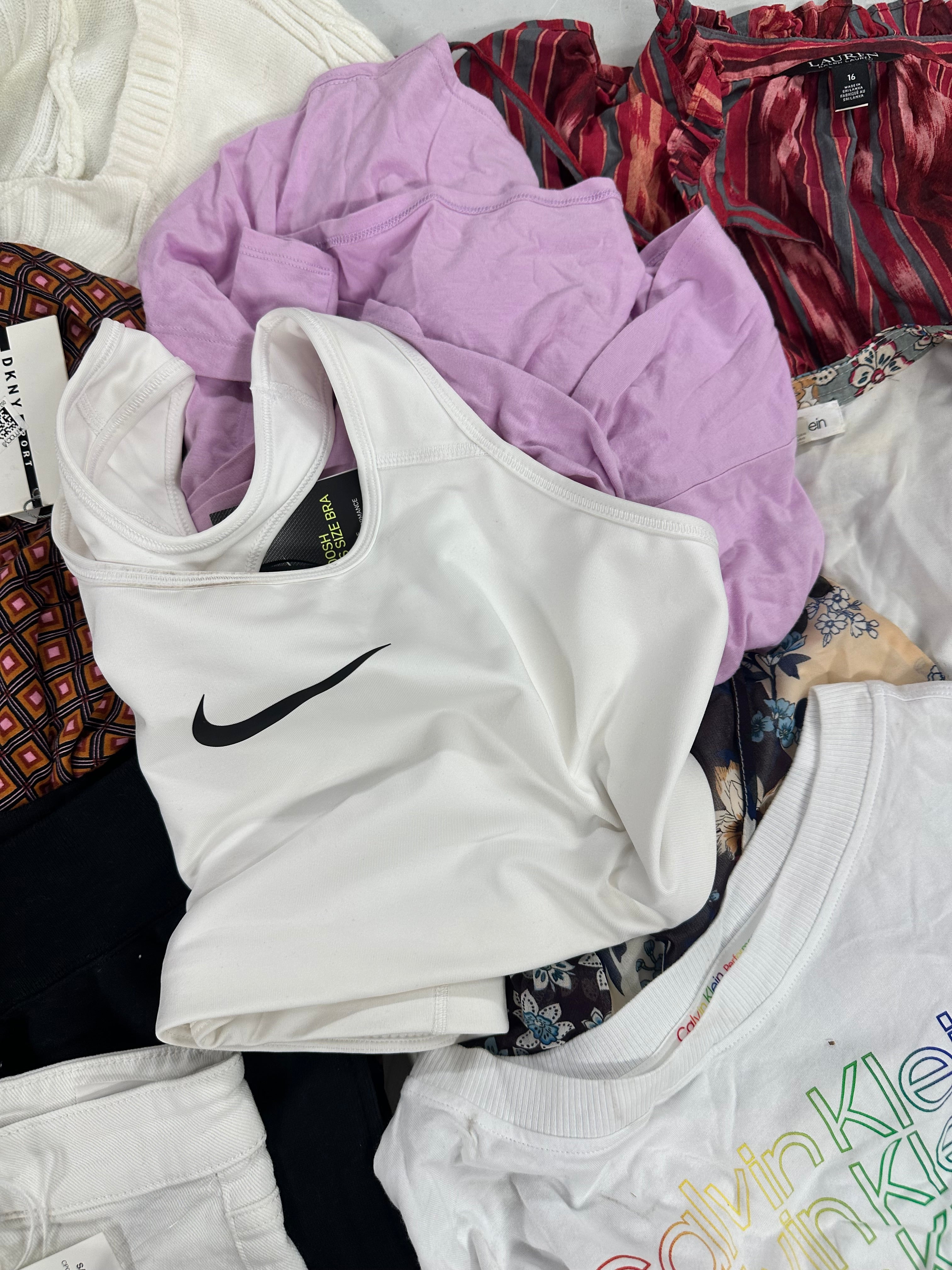 Women's Clothing Assorted Wholesale Lot, DKNY, FREE PEOPLE, RALPH LAUREN, CHAMPION, CALVIN KLEIN and more, 13 items, CUSTOMER RETURNS
