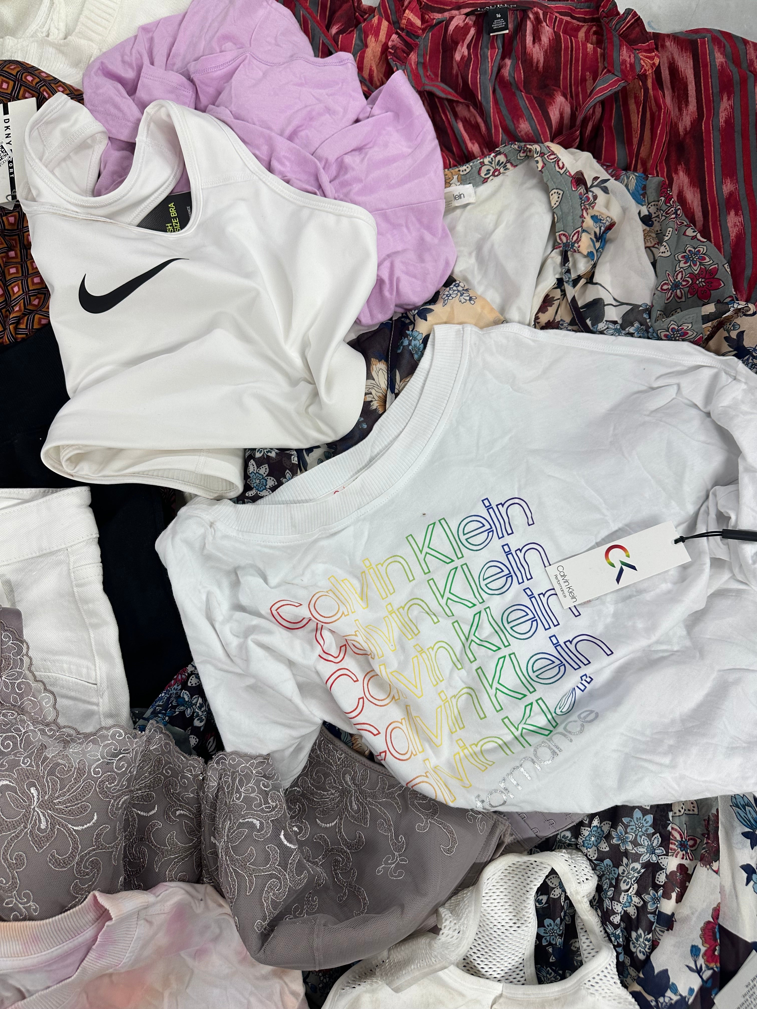 Women's Clothing Assorted Wholesale Lot, DKNY, FREE PEOPLE, RALPH LAUREN, CHAMPION, CALVIN KLEIN and more, 13 items, CUSTOMER RETURNS