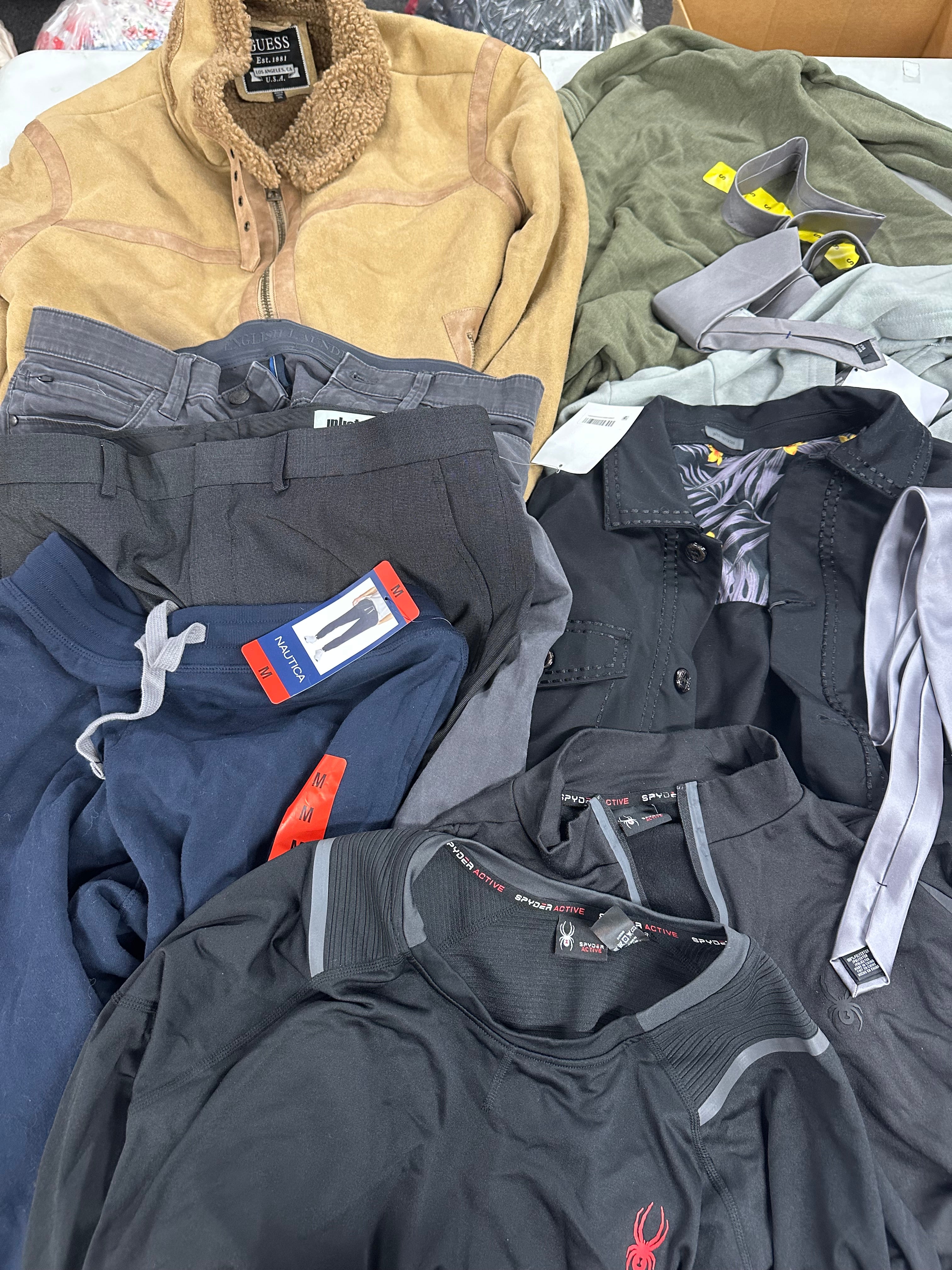 Men's Clothing Assorted Wholesale Lot, JOHN VARVATOS, NAUTICA, SPYDER, GUESS, UNDER ARMOUR, ENGLISH LAUNDRY, BUFFALO and more, 11 items, CUSTOMER RETURNS