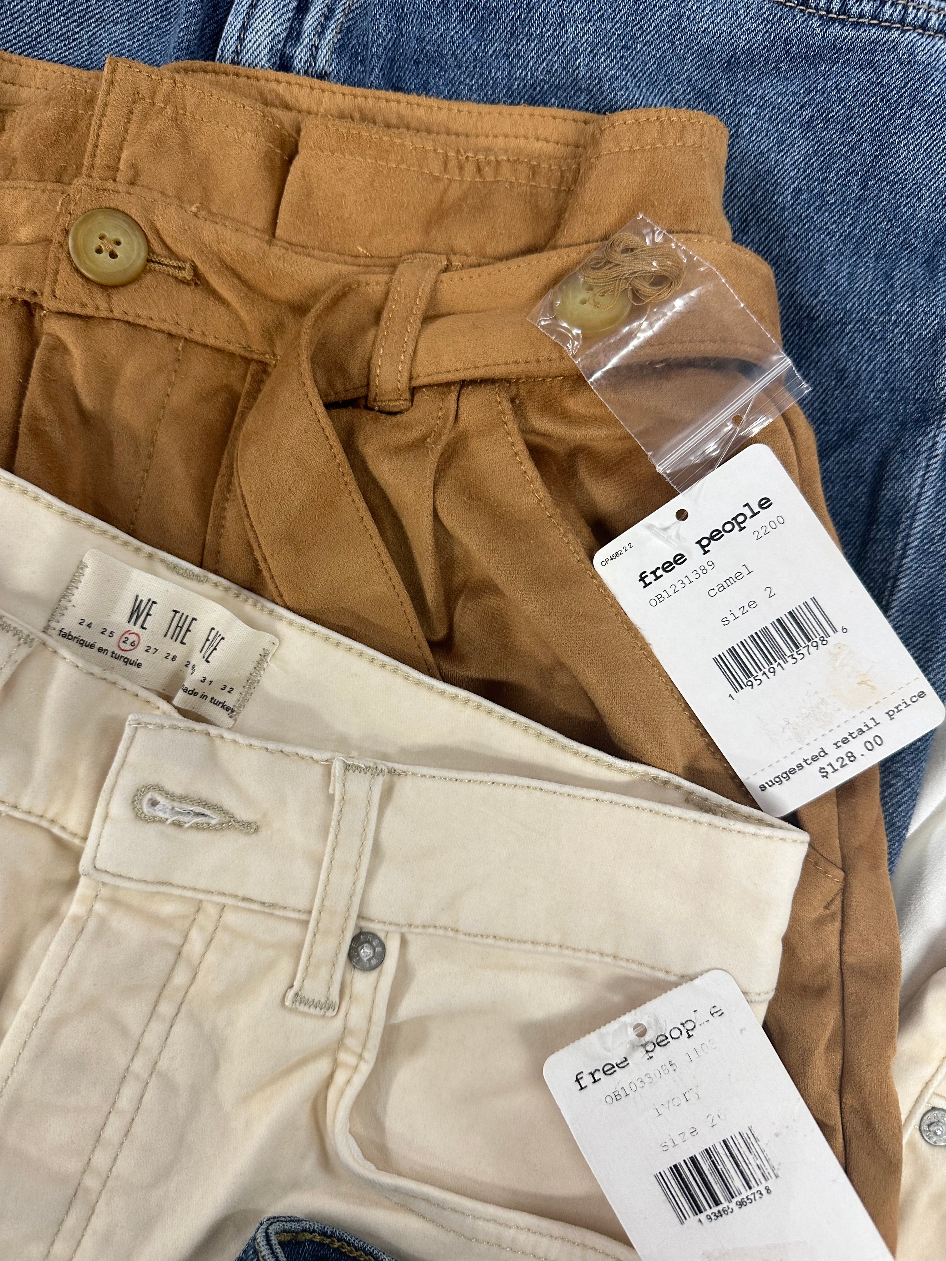 Women's Clothings Bottoms & Others Wholesale Lot, HUDSON, JOE'S JEANS, FREE PEOPLE, DKNY, TRINA TURK and more, 9 items, CUSTOMER RETURNS