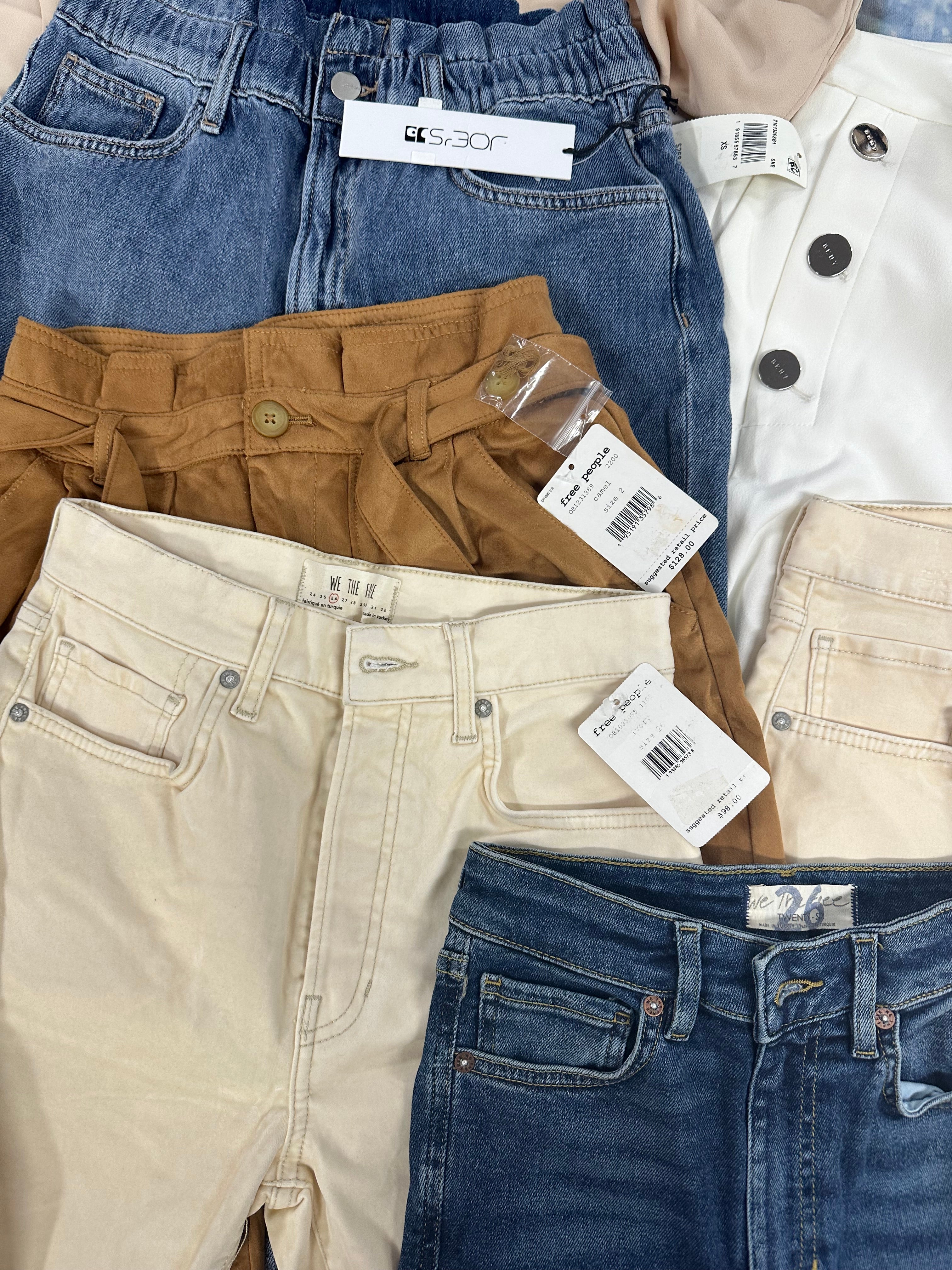 Women's Clothings Bottoms & Others Wholesale Lot, HUDSON, JOE'S JEANS, FREE PEOPLE, DKNY, TRINA TURK and more, 9 items, CUSTOMER RETURNS