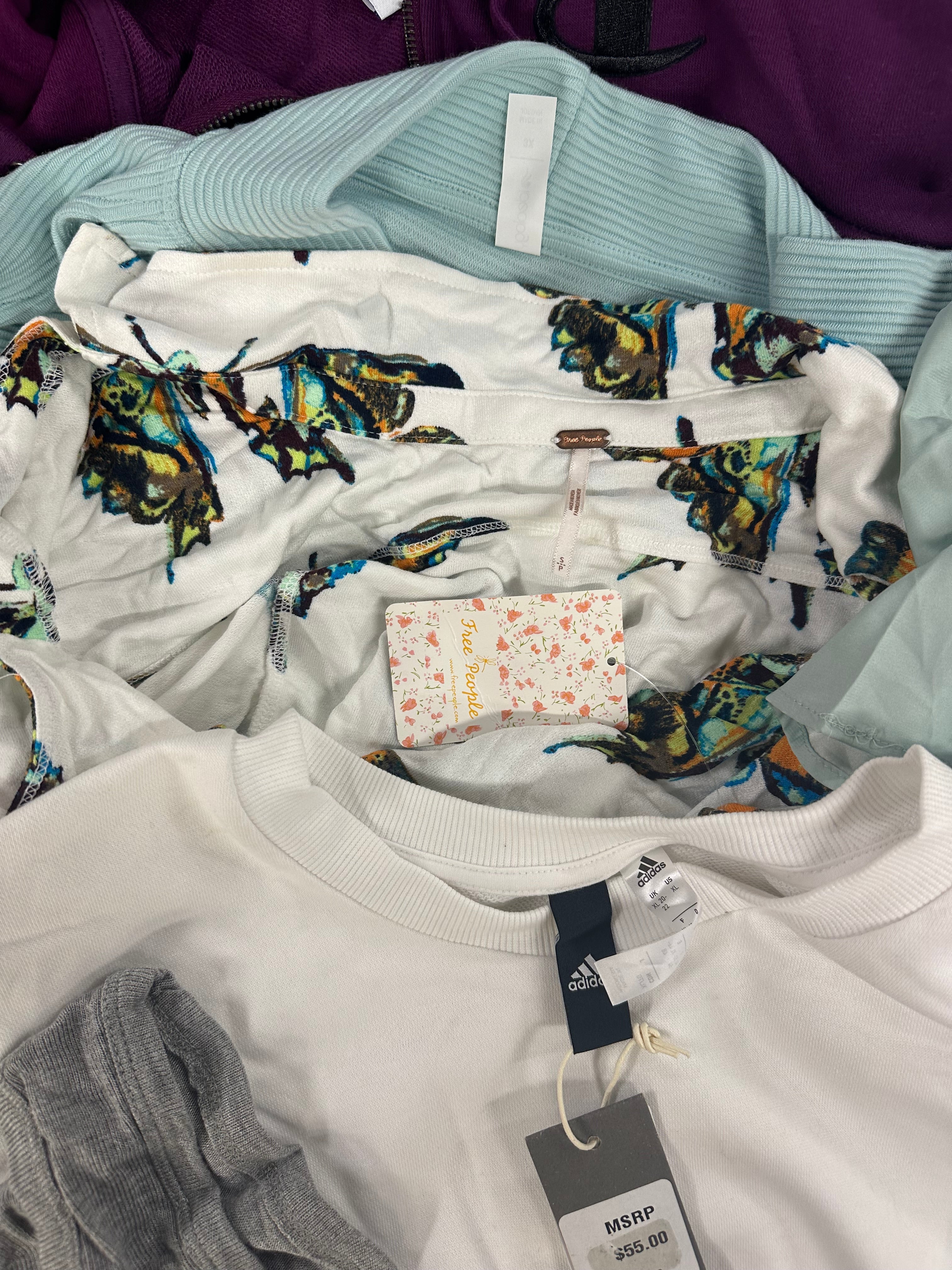 Women's Clothings Assorted Wholesale Lot, PUMA, ADIDAS, FREE PEOPLE, CHAMPION, VINCE CAMUTO and more, 15 items, CUSTOMER RETURNS