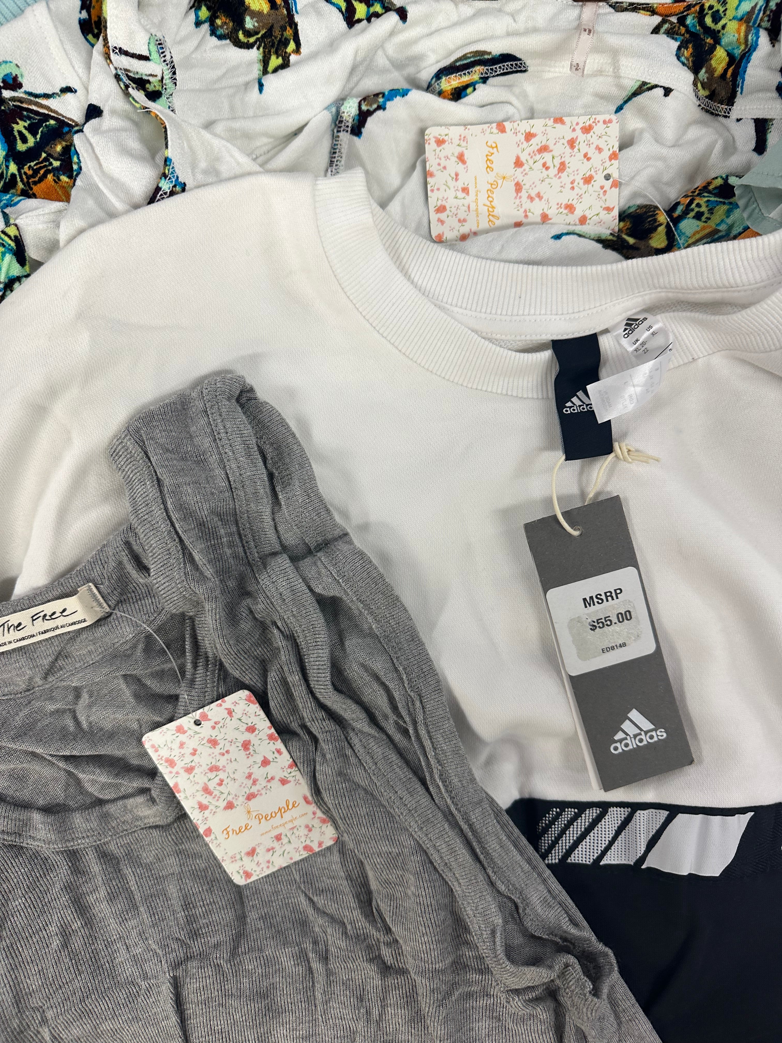 Women's Clothings Assorted Wholesale Lot, PUMA, ADIDAS, FREE PEOPLE, CHAMPION, VINCE CAMUTO and more, 15 items, CUSTOMER RETURNS