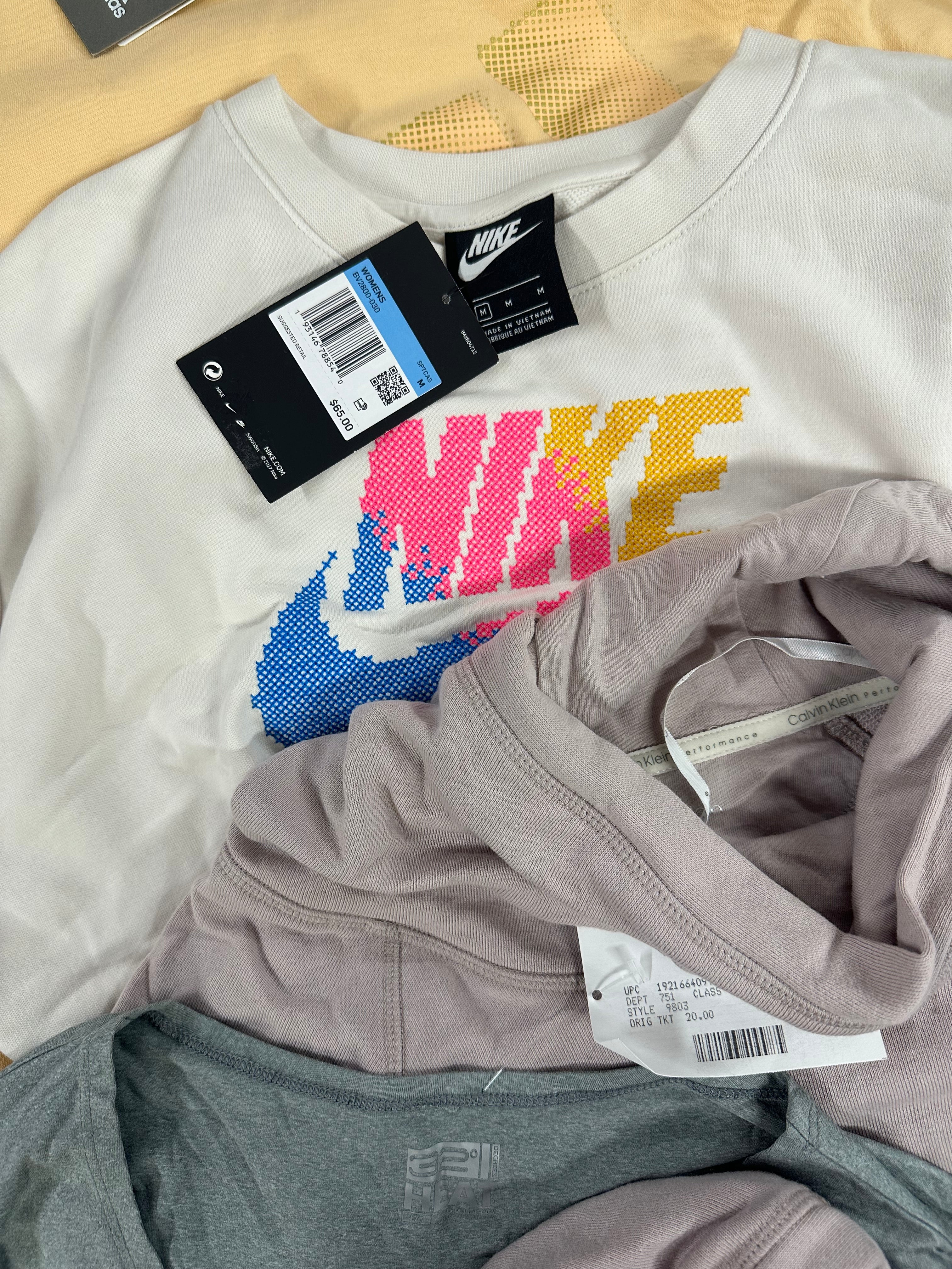 Women's Clothings Assorted Wholesale Lot, GUESS, CALVIN KLEIN, CHAMPION, ADIDAS, NIKE, 32 DEGREES and more, 13 items, CUSTOMER RETURNS