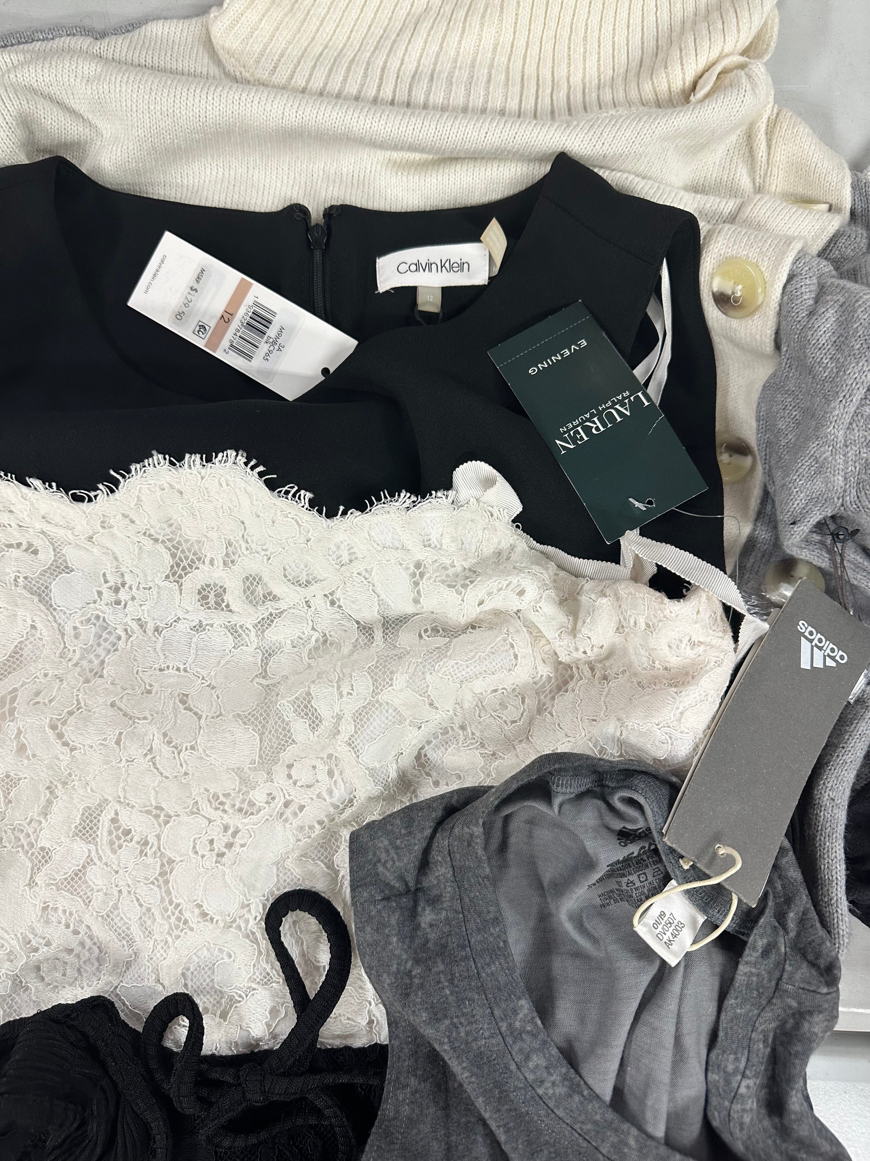 Women's Clothings Assorted Wholesale Lot, DKNY, RALPH LAUREN, ADIDAS , CALVIN KLEIN , KAREN SCOTT, FREE PEOPLE, VINCE CAMUTO and more, 16 items, CUSTOMER RETURNS