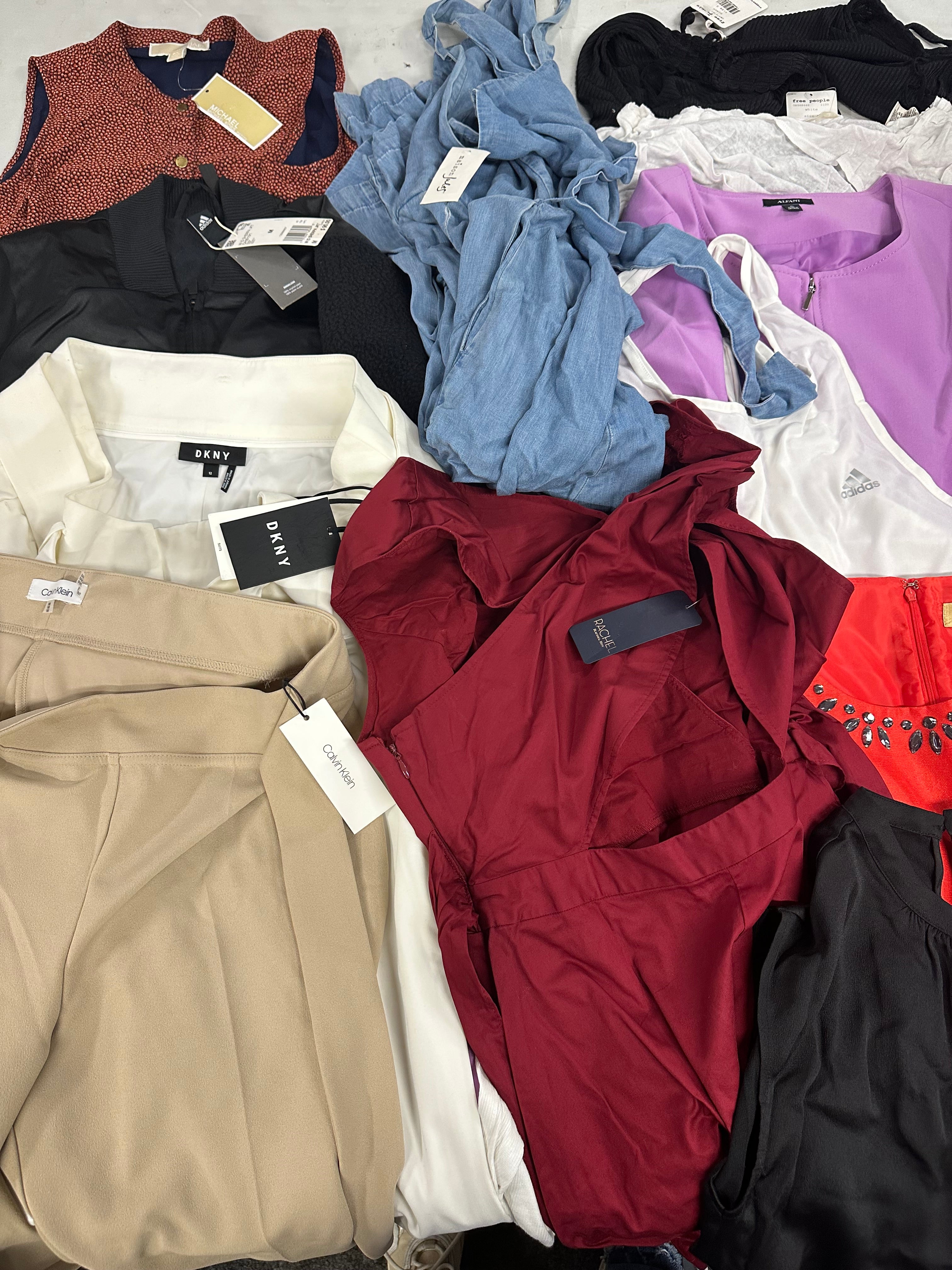 Women's Clothings Assorted Wholesale Lot, LUCKY BRAND, MICHAEL KORS, FREE PEOPLE, ADIDAS, CALVIN KLEIN, RACHEL ROY and more, 14 items, CUSTOMER RETURNS