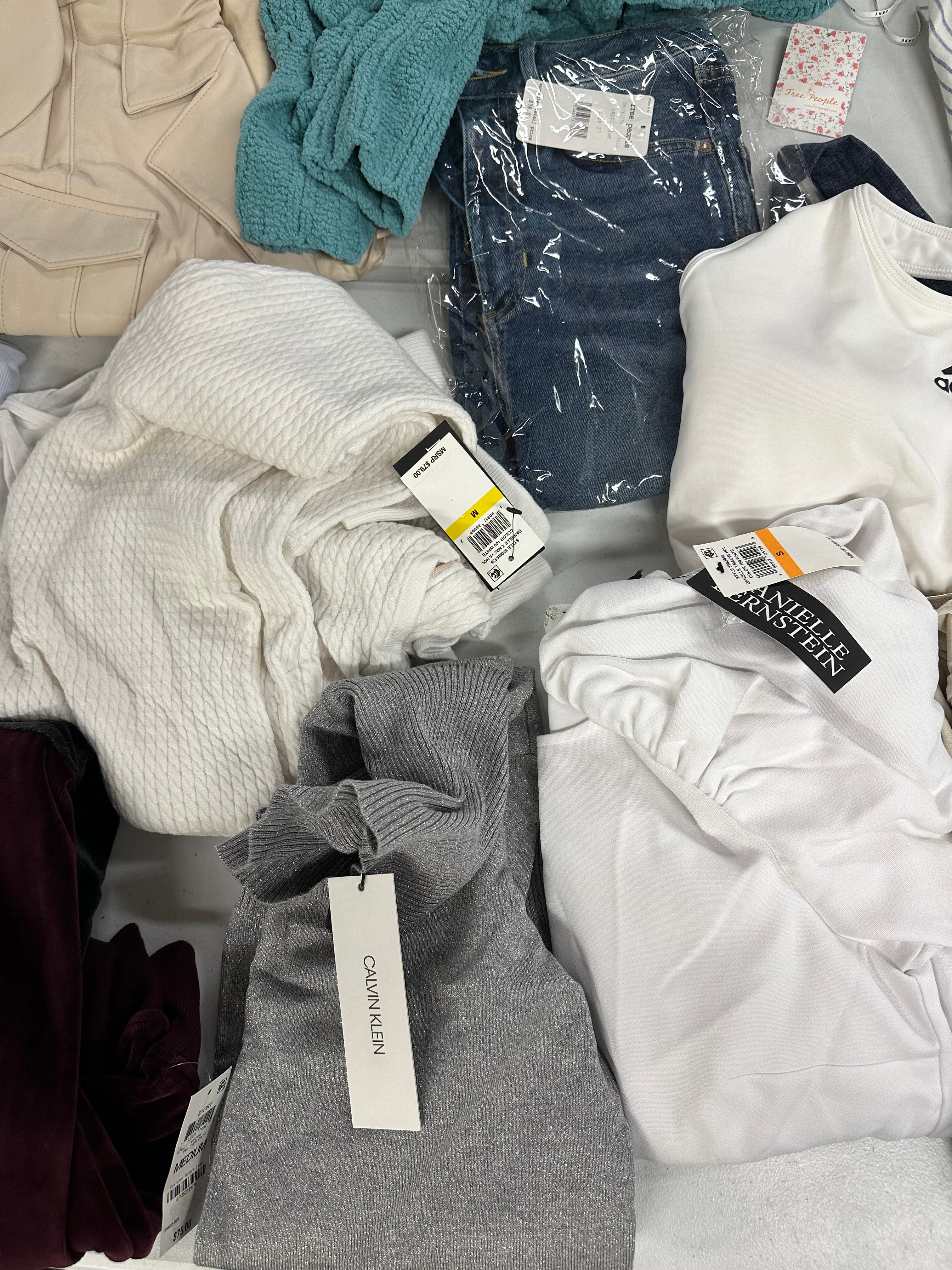 Women's Clothing Assorted Wholesale Lot, DKNY, CALVIN KLEIN, FREE PEOPLE, ADIDAS, ALFANI and more, 12 items, CUSTOMER RETURNS