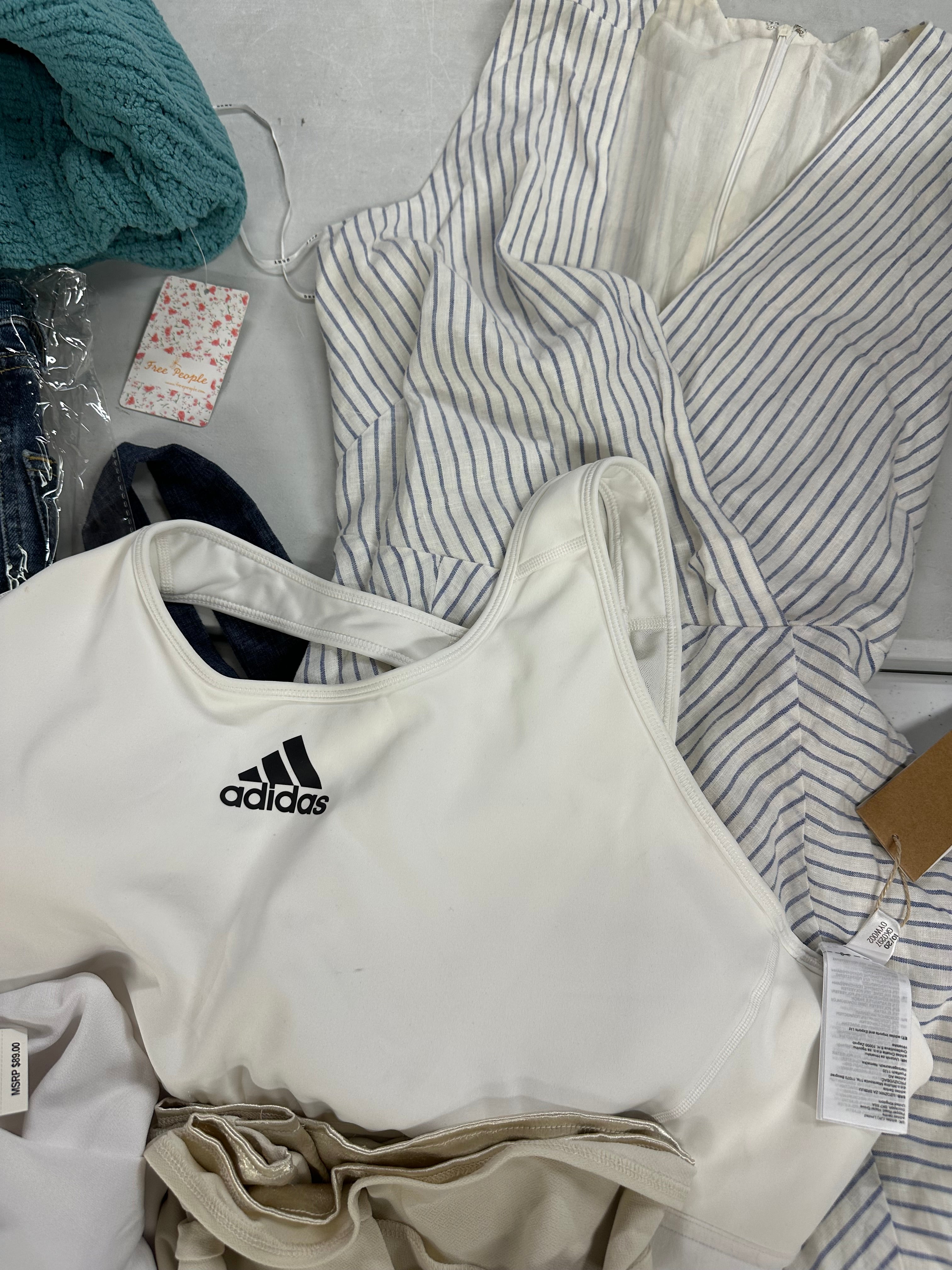 Women's Clothing Assorted Wholesale Lot, DKNY, CALVIN KLEIN, FREE PEOPLE, ADIDAS, ALFANI and more, 12 items, CUSTOMER RETURNS