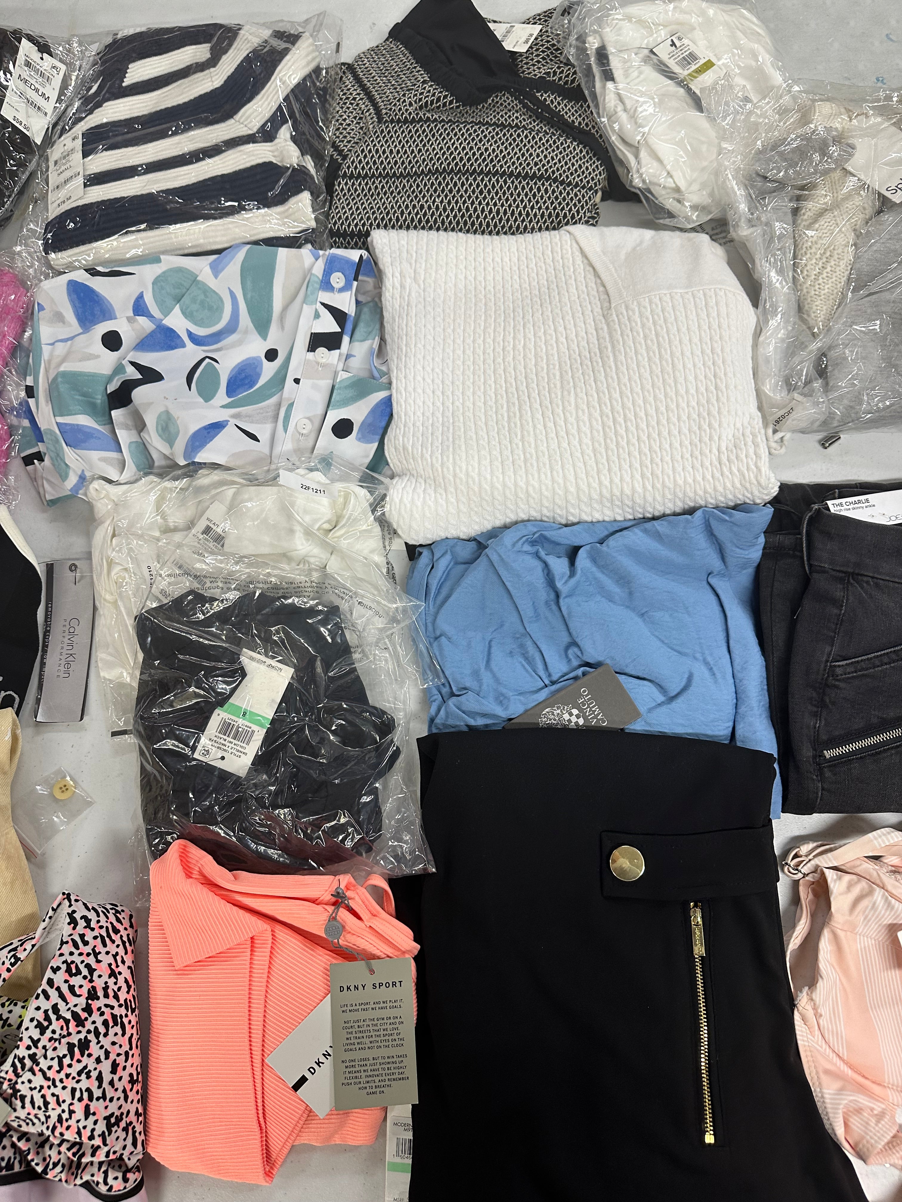 Women's Clothing Assorted Wholesale Lot, JOE'S JEANS, SPLENDID, DKNY, FREE PEOPLE, VINCE CAMUTO, CALVIN KLEIN and more, 18 items, CUSTOMER RETURNS