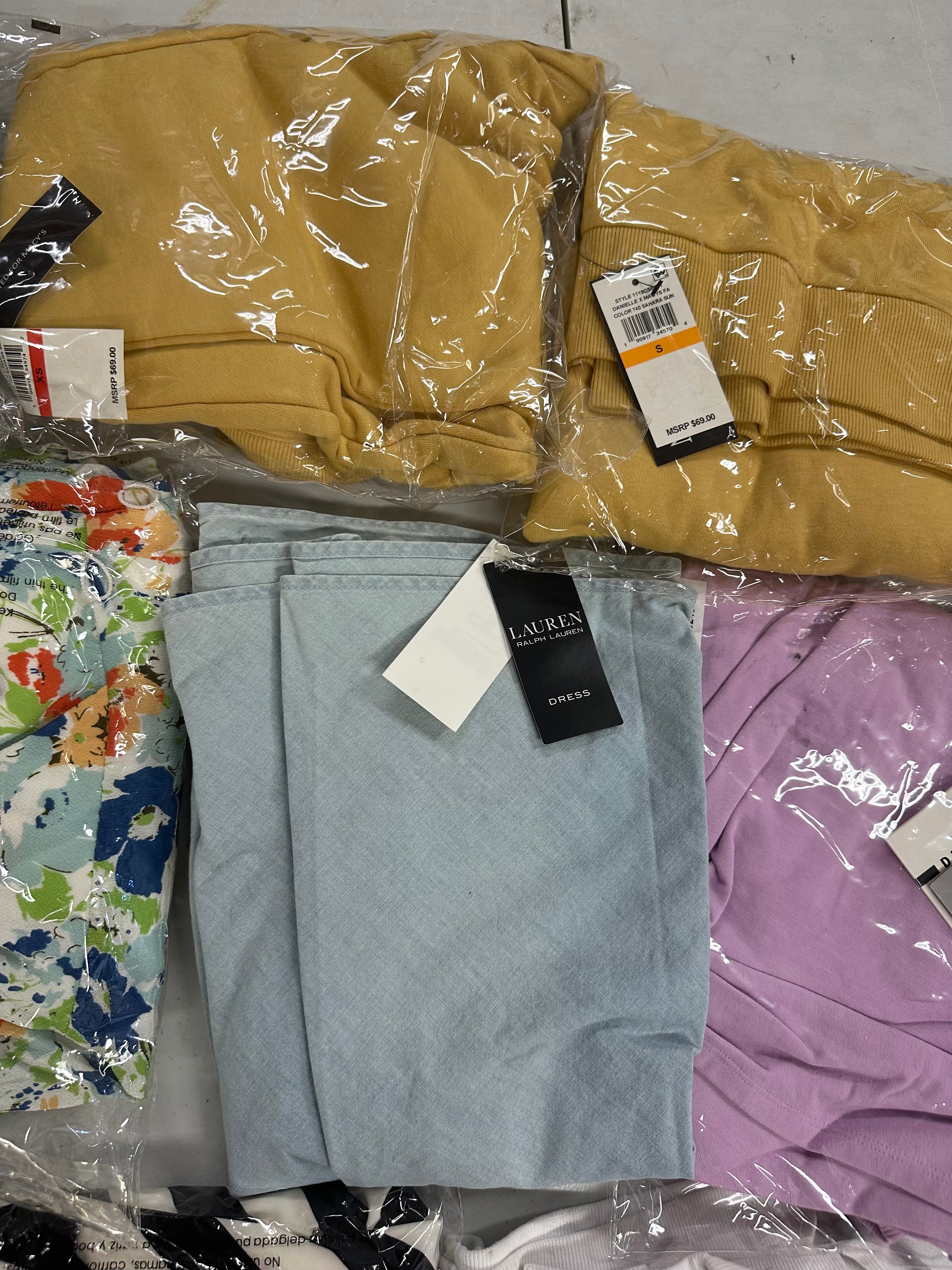 Women's Clothing Assorted Wholesale Lot, LUCKY BRAND, DKNY, POLO RALPH LAUREN, CALVIN KLEIN, NATORI  and more, 13 items, CUSTOMER RETURNS