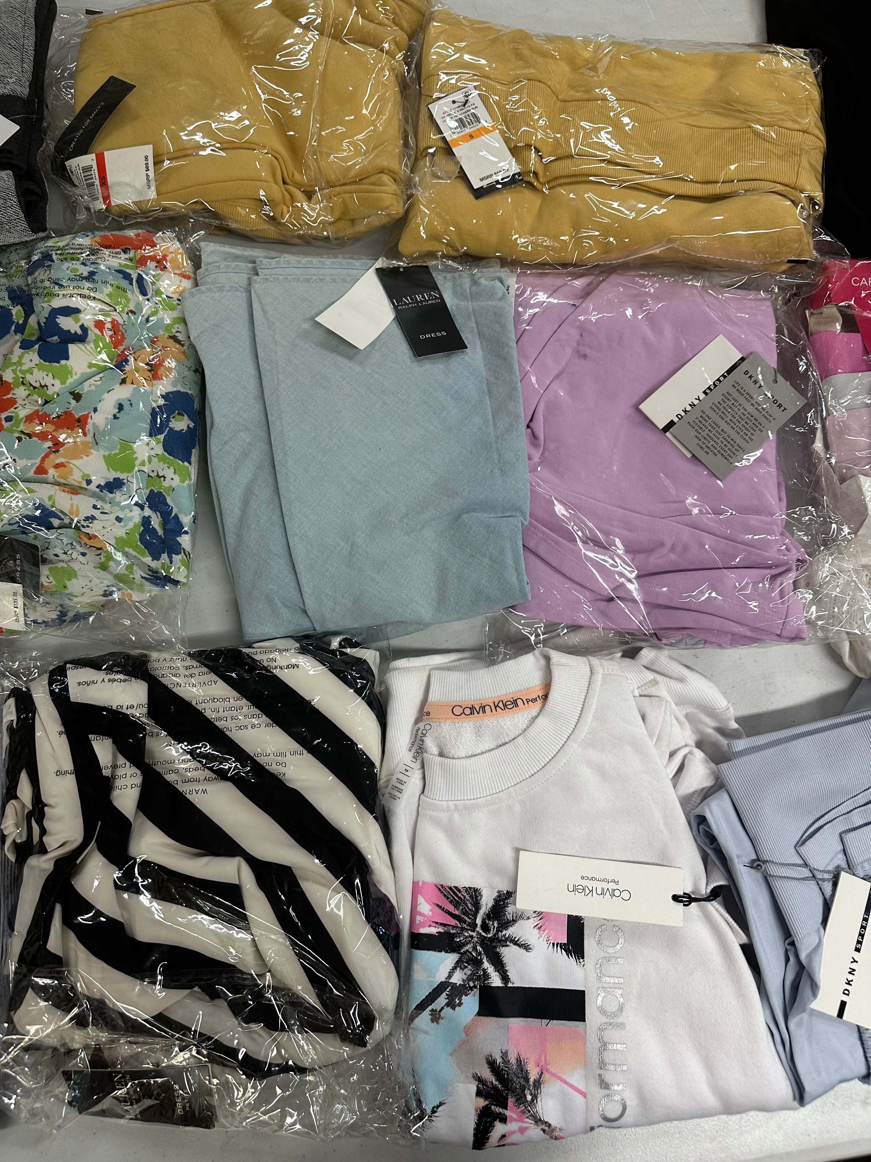 Women's Clothing Assorted Wholesale Lot, LUCKY BRAND, DKNY, POLO RALPH LAUREN, CALVIN KLEIN, NATORI  and more, 13 items, CUSTOMER RETURNS