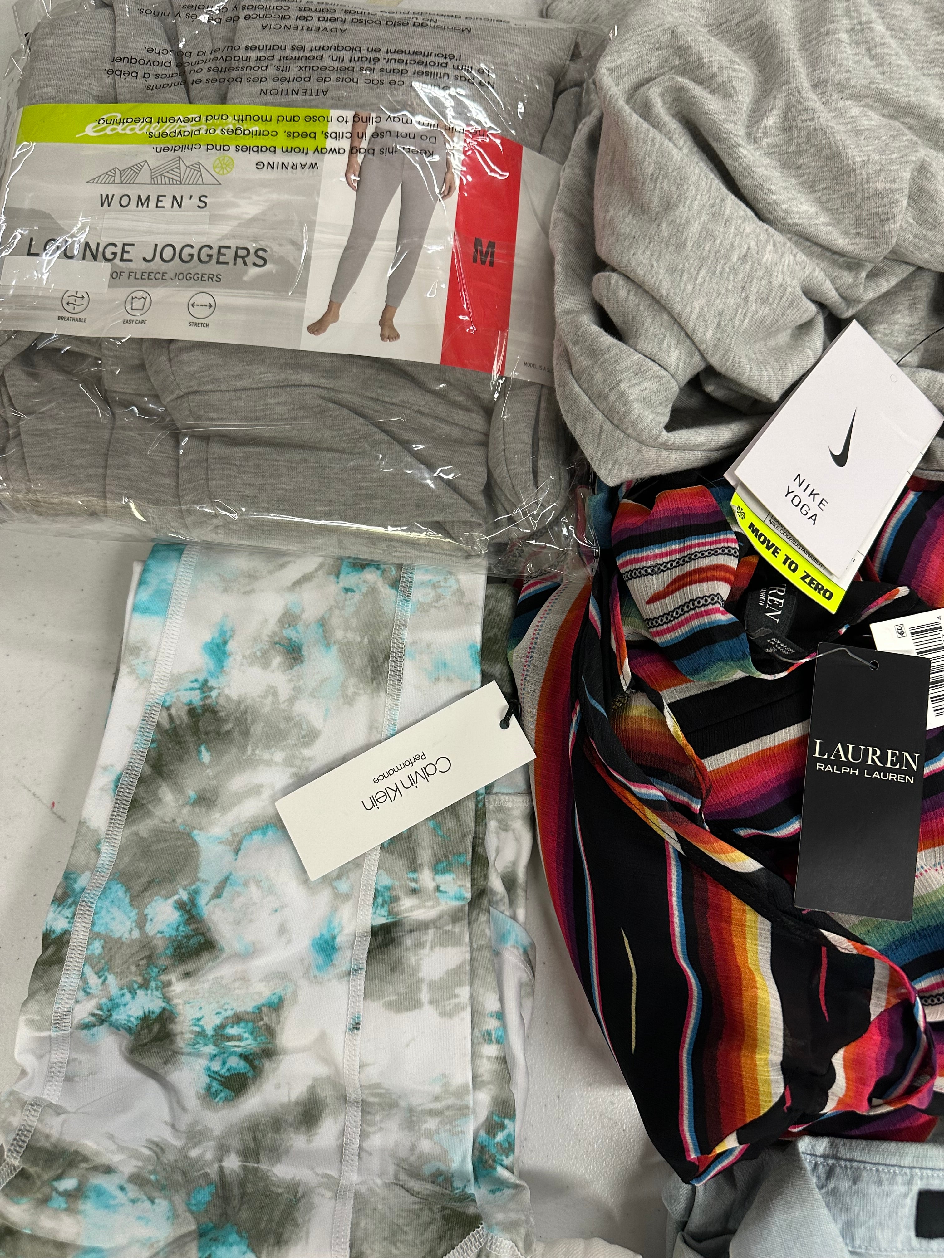 Women's Clothing Assorted Wholesale Lot, THEORY, DL1961, POLO RALPH LAUREN, NIKE, FRAYED, EDDIE BAUER and more, 11 items, CUSTOMER RETURNS