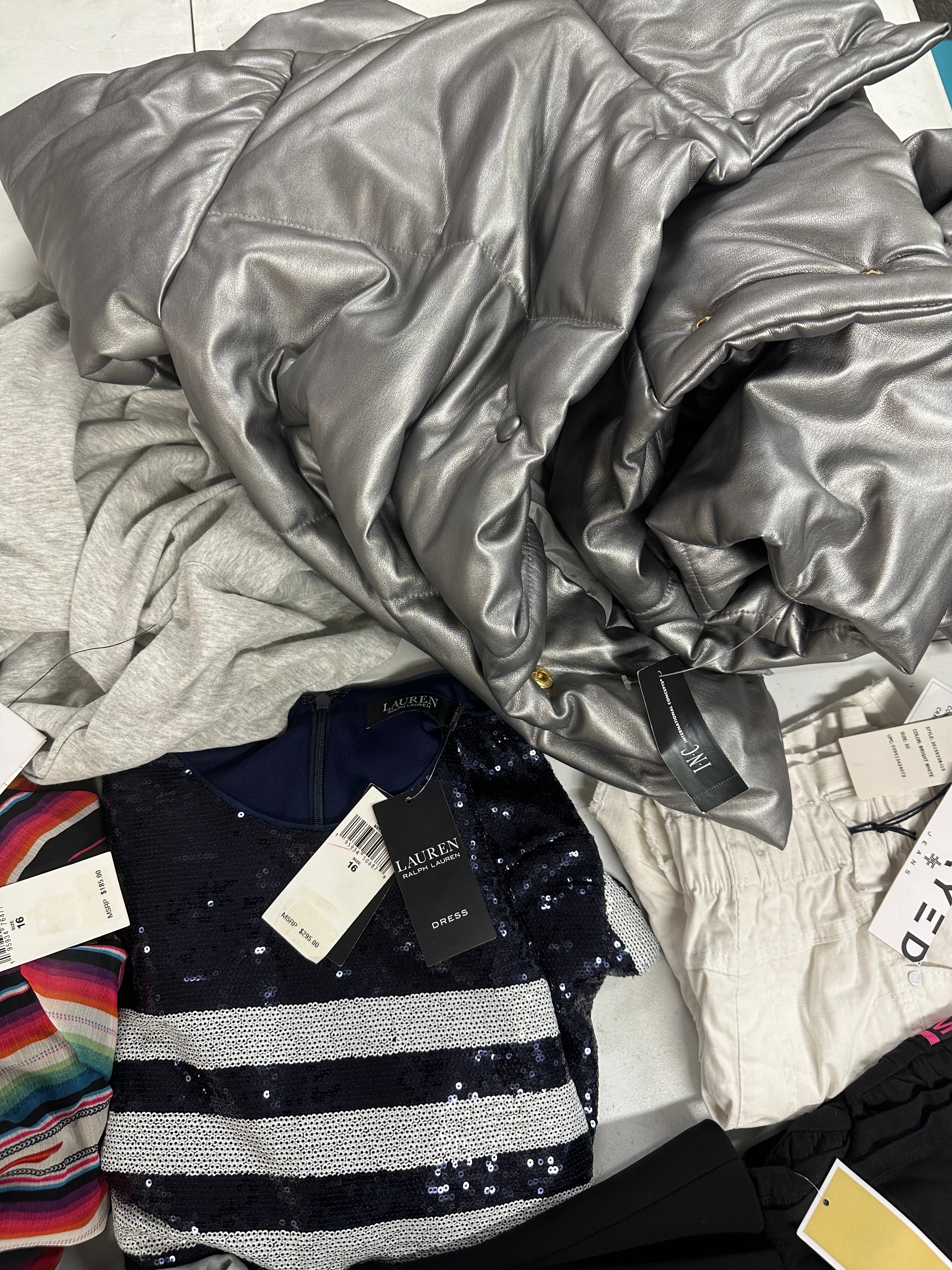 Women's Clothing Assorted Wholesale Lot, THEORY, DL1961, POLO RALPH LAUREN, NIKE, FRAYED, EDDIE BAUER and more, 11 items, CUSTOMER RETURNS