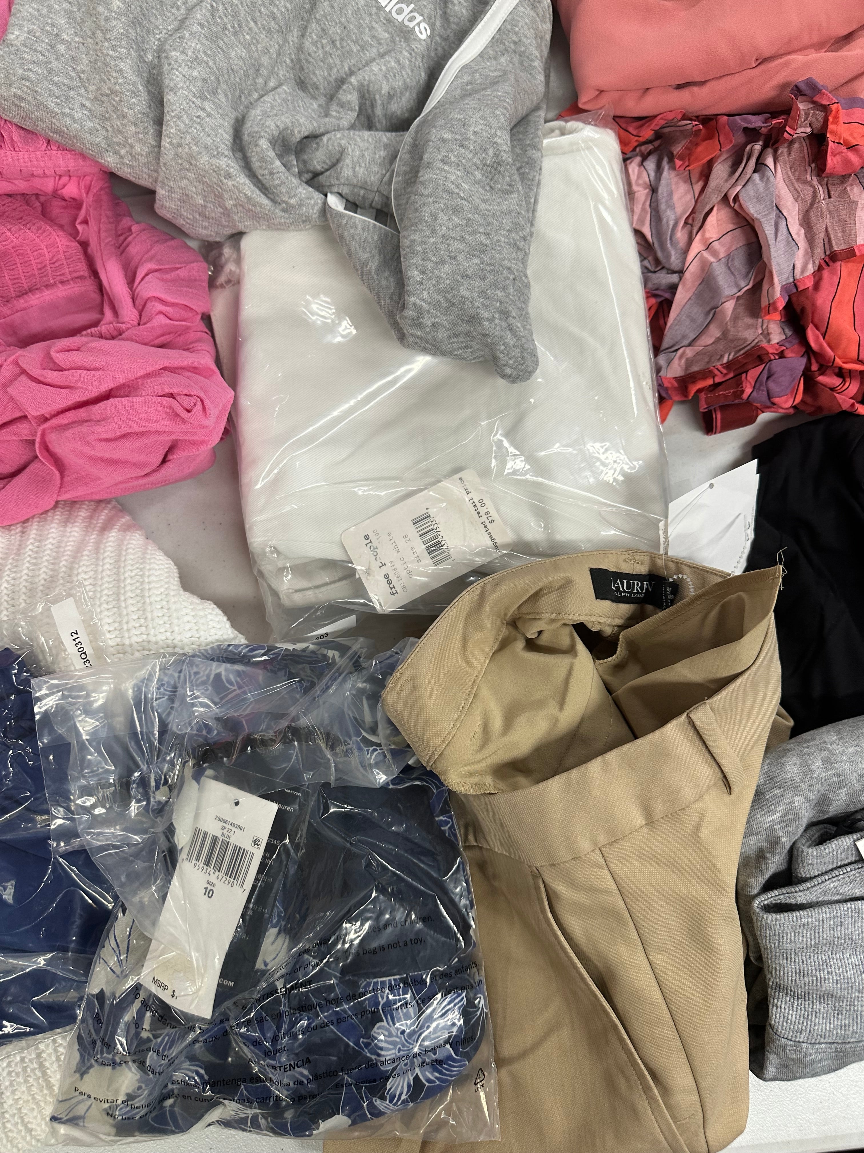 Women's Clothing Assorted Wholesale Lot, JOE'S JEANS, RALPH LAUREN, NIKE, FREE PEOPLE, AMERICAN APPAREL, ADIDAS and more, 15 items, CUSTOMER RETURNS