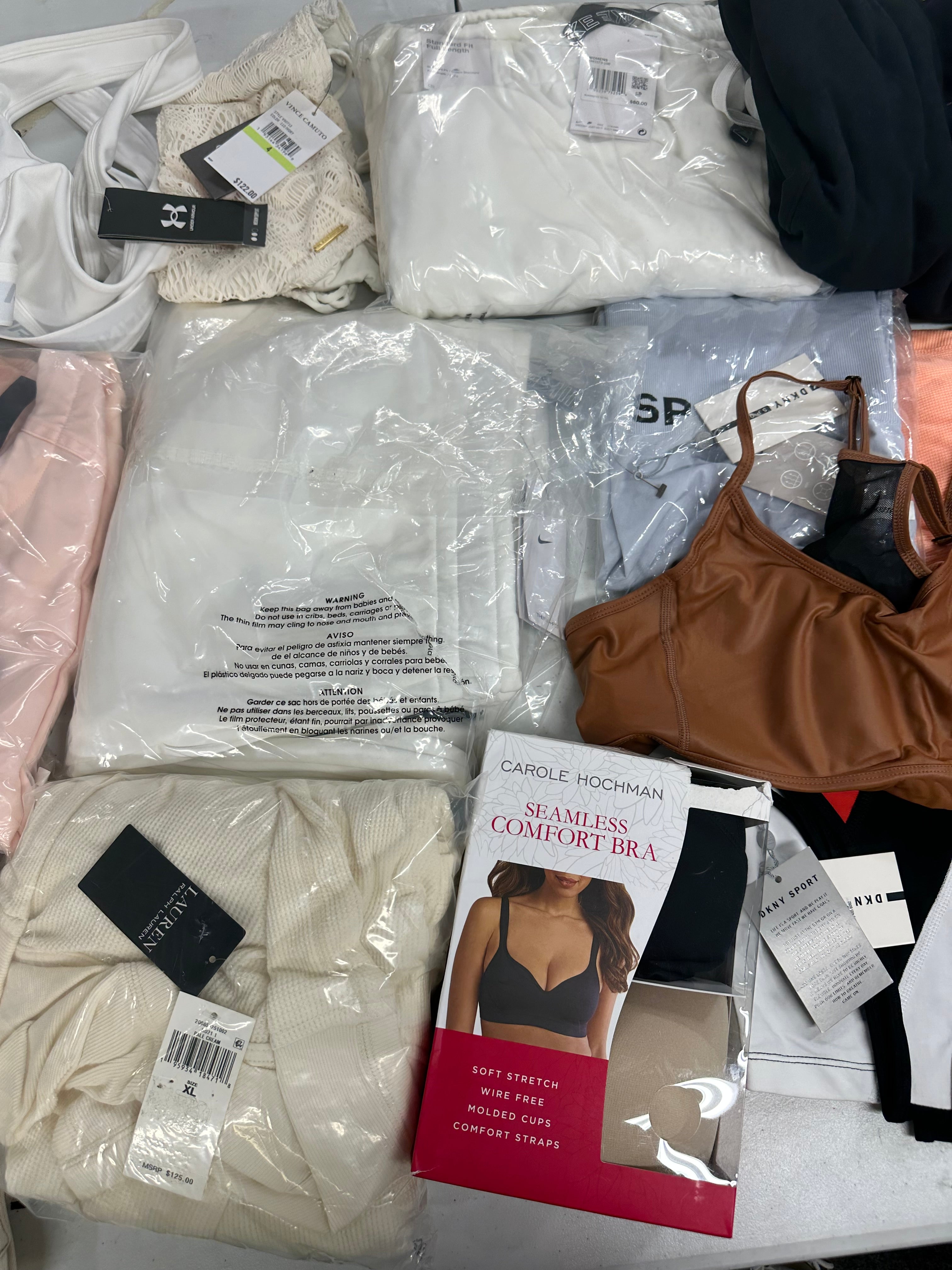 Women's Clothing Assorted Wholesale Lot, POLO RALPH LAUREN, DKNY, NIKE, FREE PEOPLE, ADIDAS, and more, 14 items, CUSTOMER RETURNS