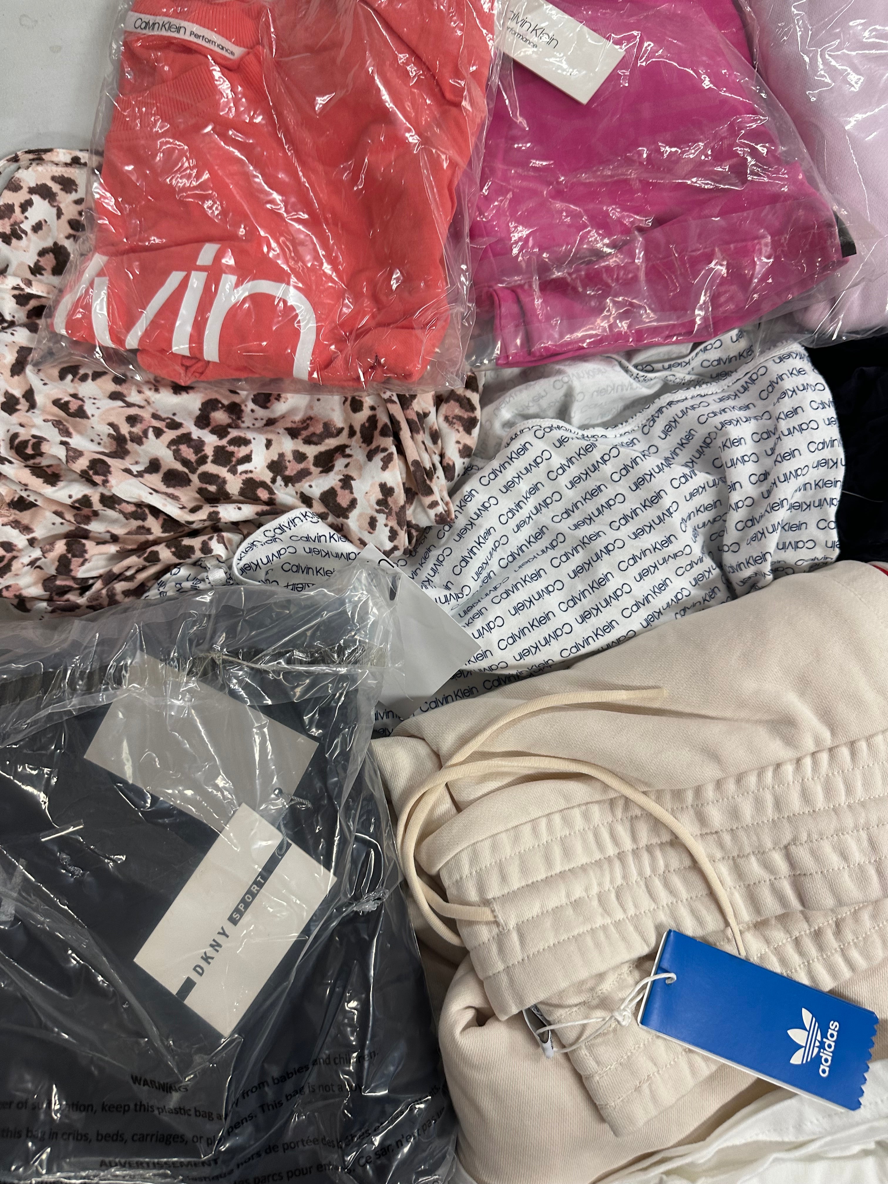 Women's Clothings Assorted Wholesale Lot, NIKE, LUCKY BRAND, CALVIN KLEIN, ADIDAS, DKNY,JOE'S JEANS, NATORI and more, 17 items, CUSTOMER RETURNS