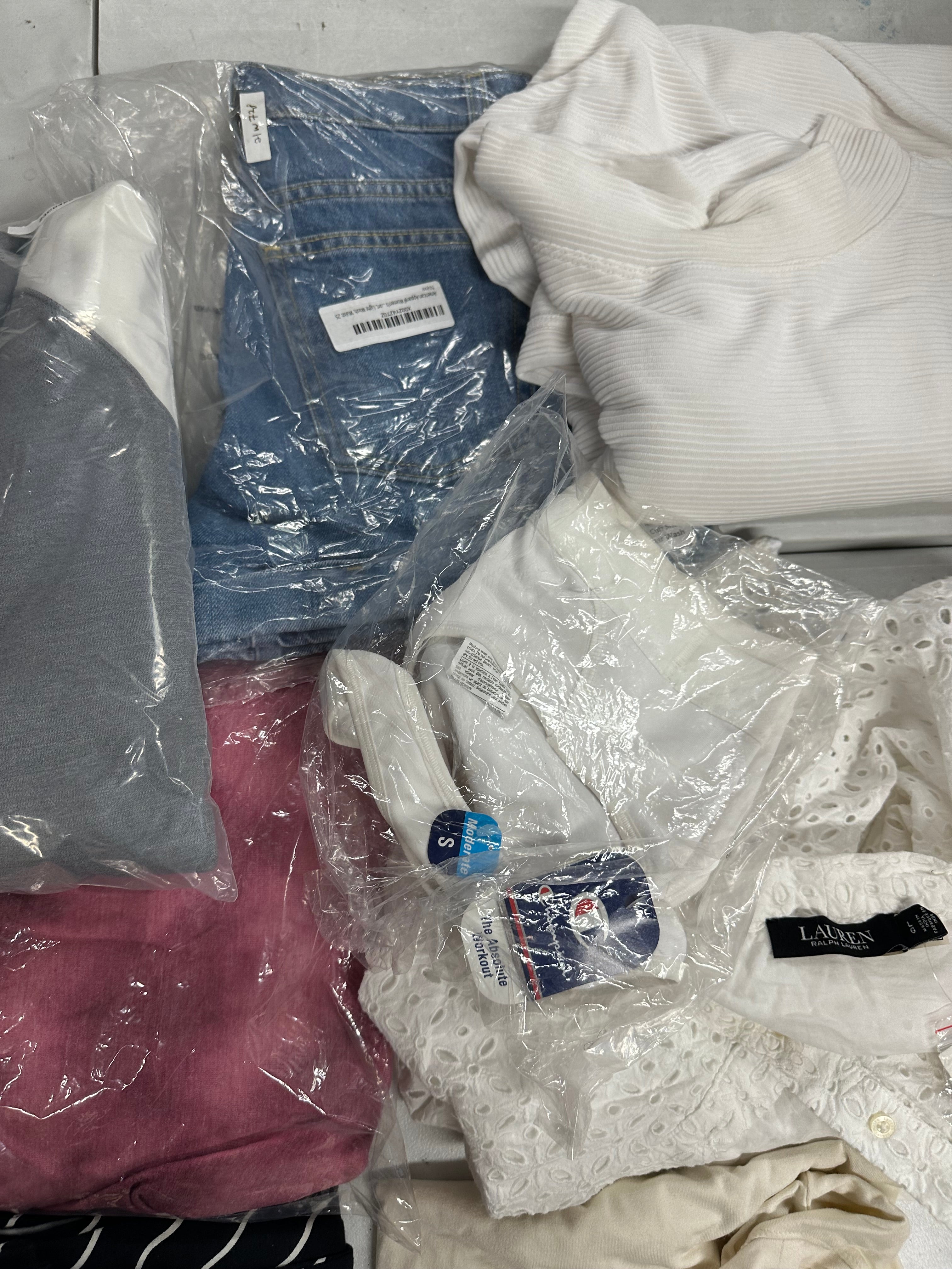 Women's Clothing Assorted Wholesale Lot, POLO RALPH LAUREN, NIKE, CHAMPION, CALVIN KLEIN, AMERICAN APPAREL, FRAME and more, 15 items, CUSTOMER RETURNS