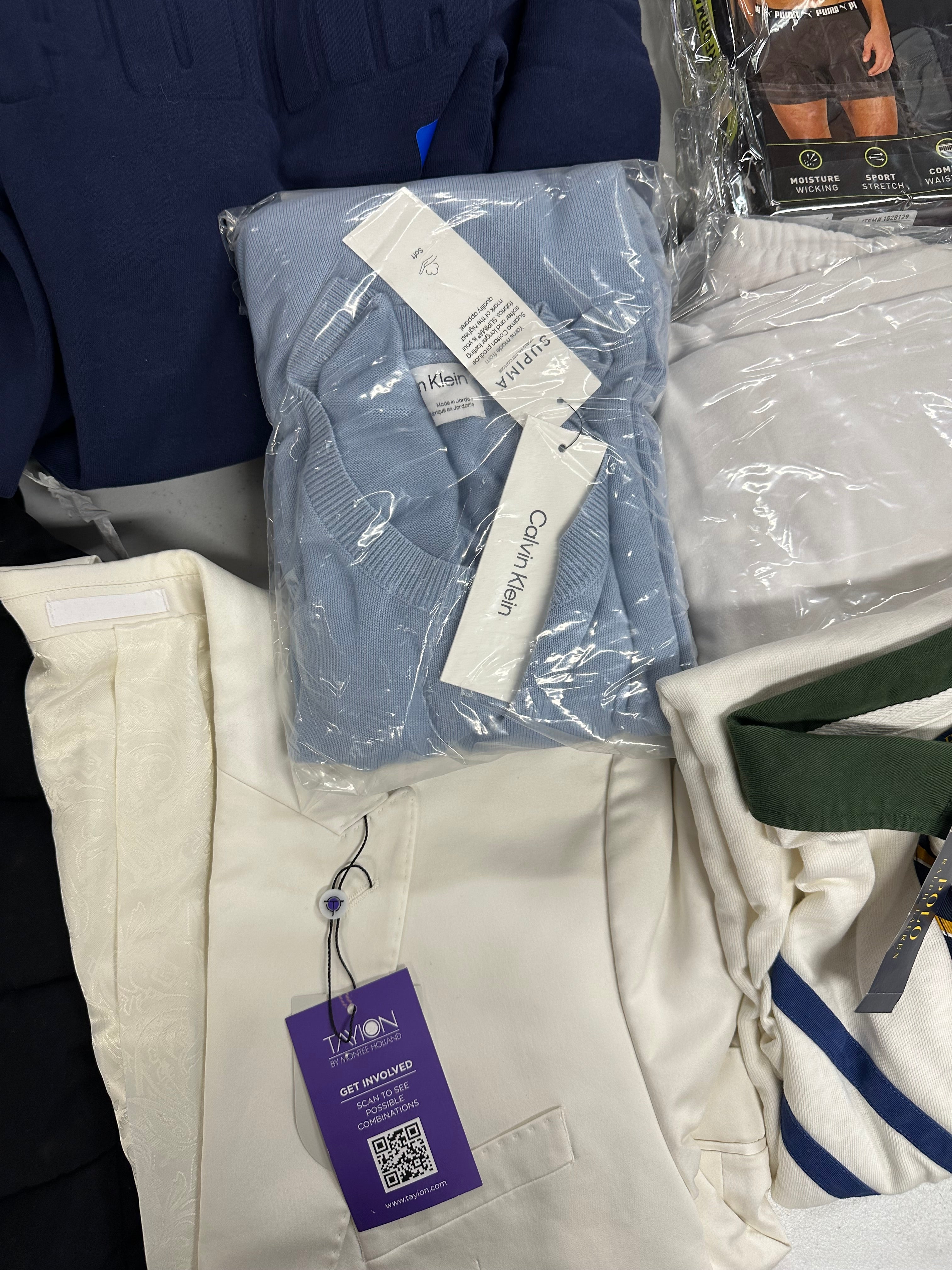 Men's Clothings Assorted Wholesale Lot, POLO RALPH LAUREN, MICHAEL KORS, CALVIN KLEIN, PUMA, TAYION  and more, 7 items, CUSTOMER RETURNS