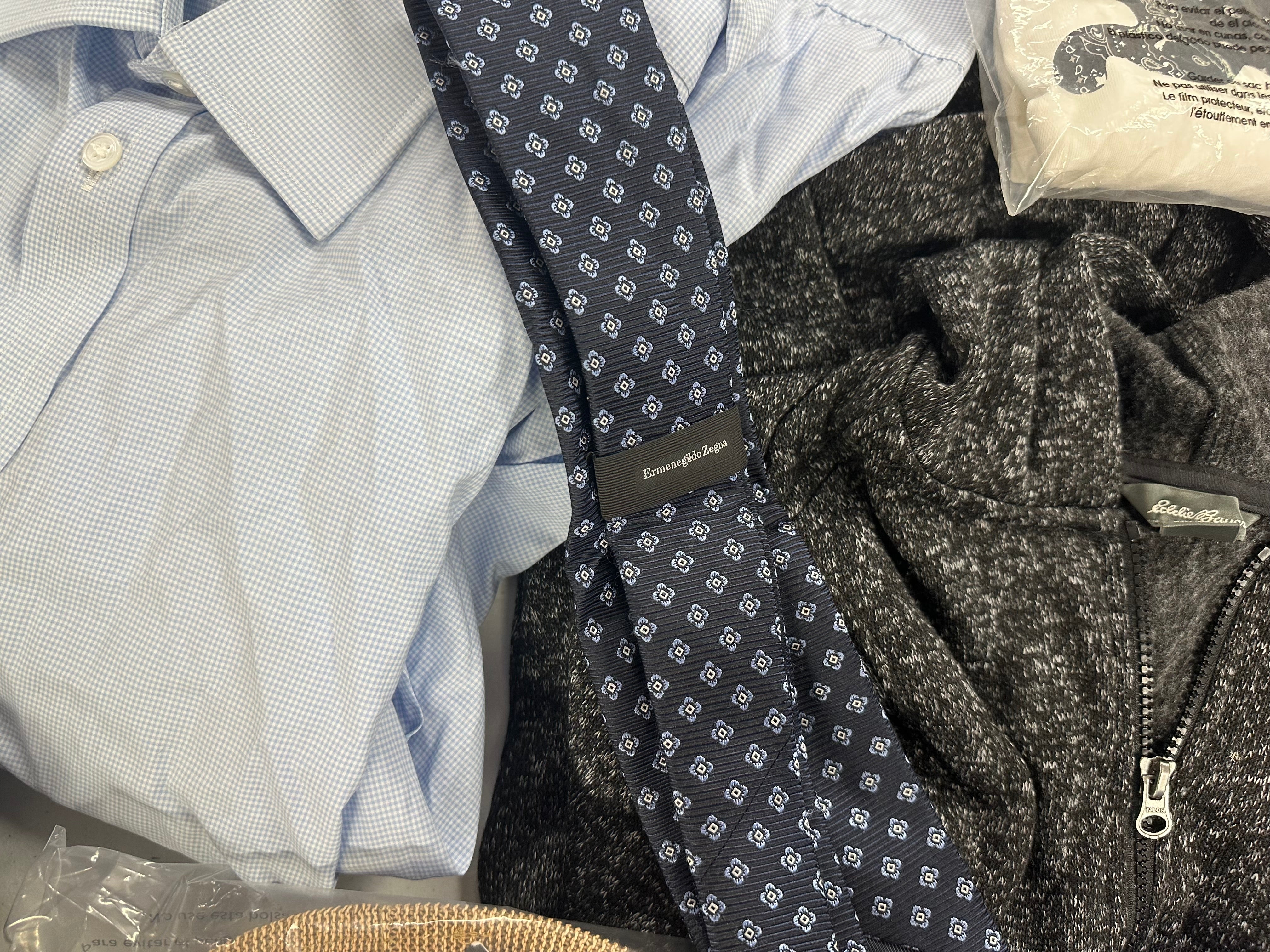 Men's Clothings Assorted Wholesale Lot, TURNBULL & ASSER, THEORY, TED BAKER, ERMENEGILDO, NAUTICA, EDDIE BAUER and more, 14 items, CUSTOMER RETURNS