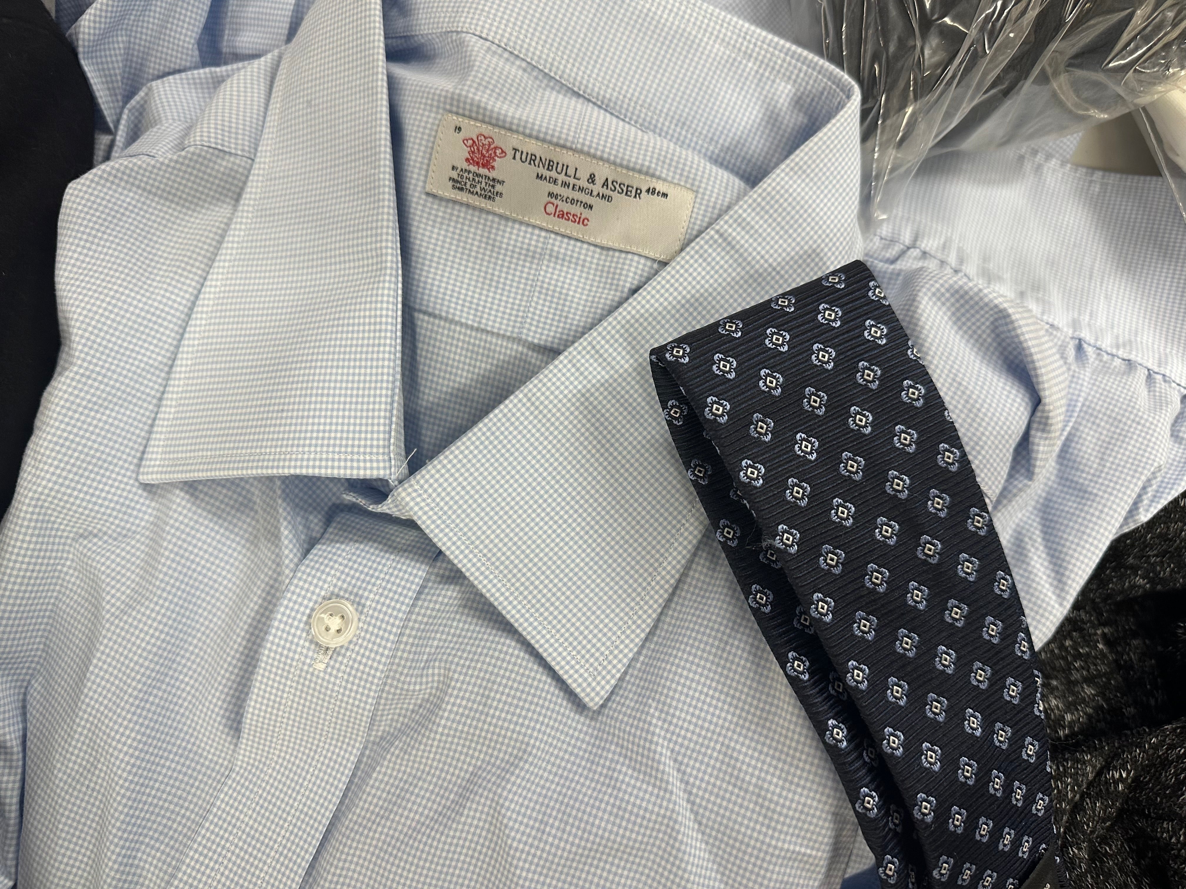 Men's Clothings Assorted Wholesale Lot, TURNBULL & ASSER, THEORY, TED BAKER, ERMENEGILDO, NAUTICA, EDDIE BAUER and more, 14 items, CUSTOMER RETURNS