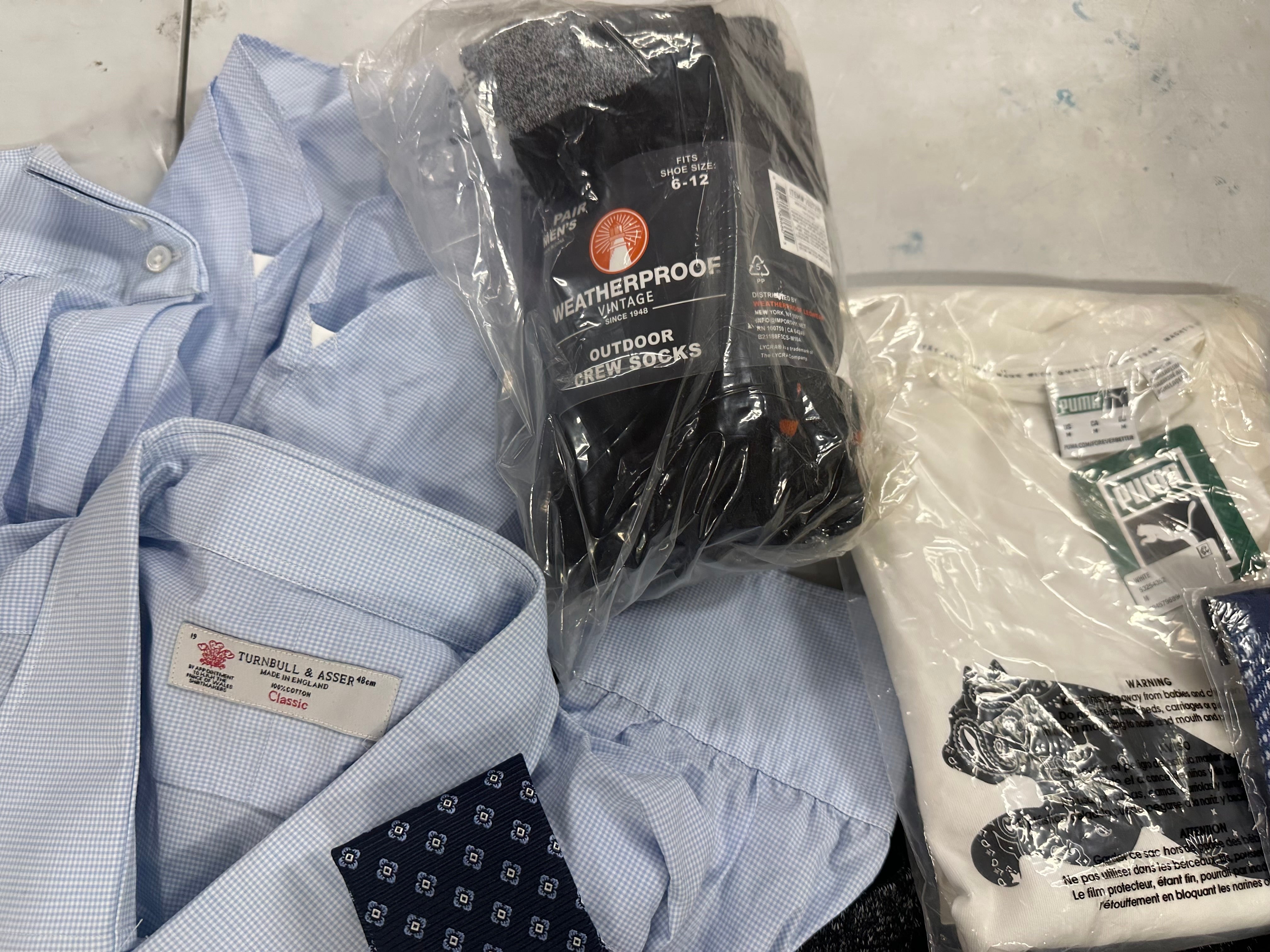Men's Clothings Assorted Wholesale Lot, TURNBULL & ASSER, THEORY, TED BAKER, ERMENEGILDO, NAUTICA, EDDIE BAUER and more, 14 items, CUSTOMER RETURNS