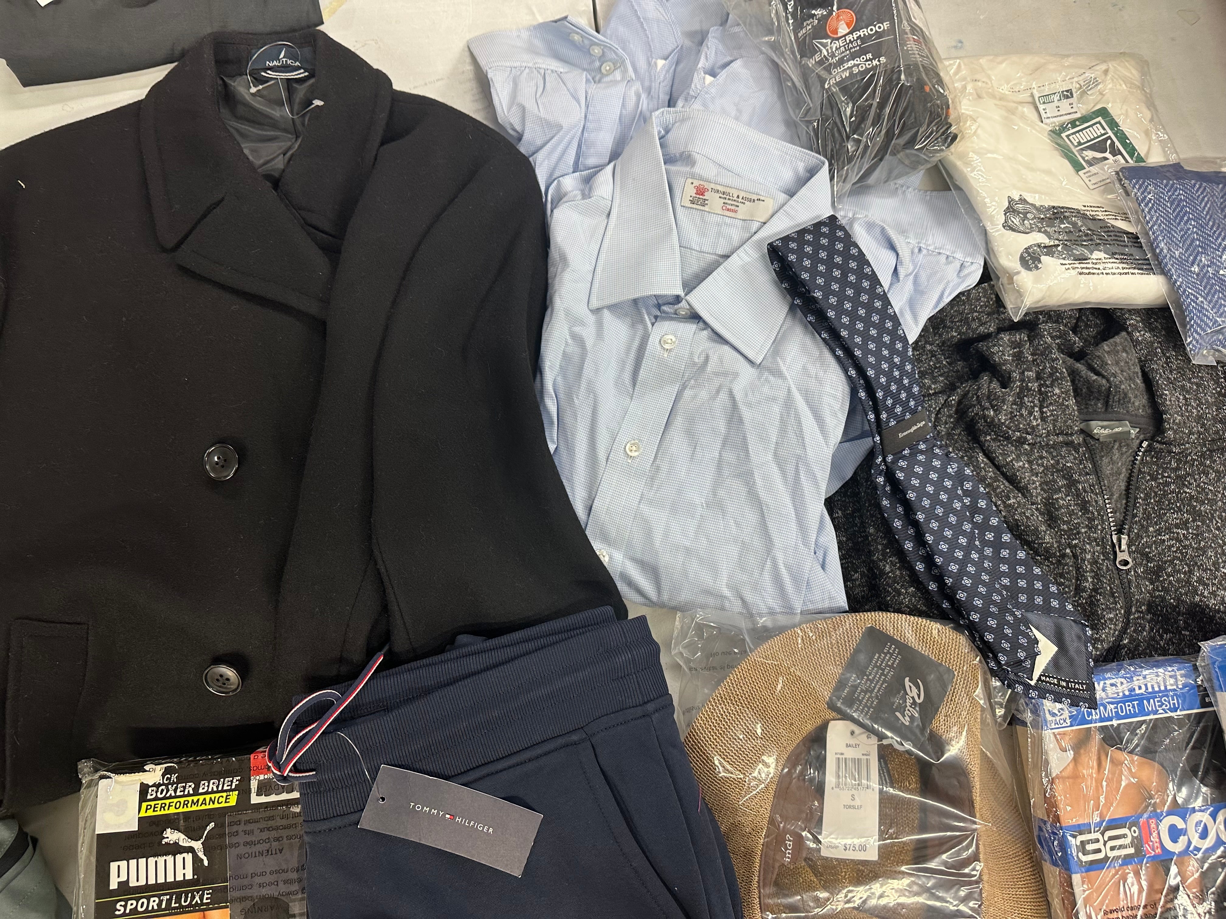 Men's Clothings Assorted Wholesale Lot, TURNBULL & ASSER, THEORY, TED BAKER, ERMENEGILDO, NAUTICA, EDDIE BAUER and more, 14 items, CUSTOMER RETURNS