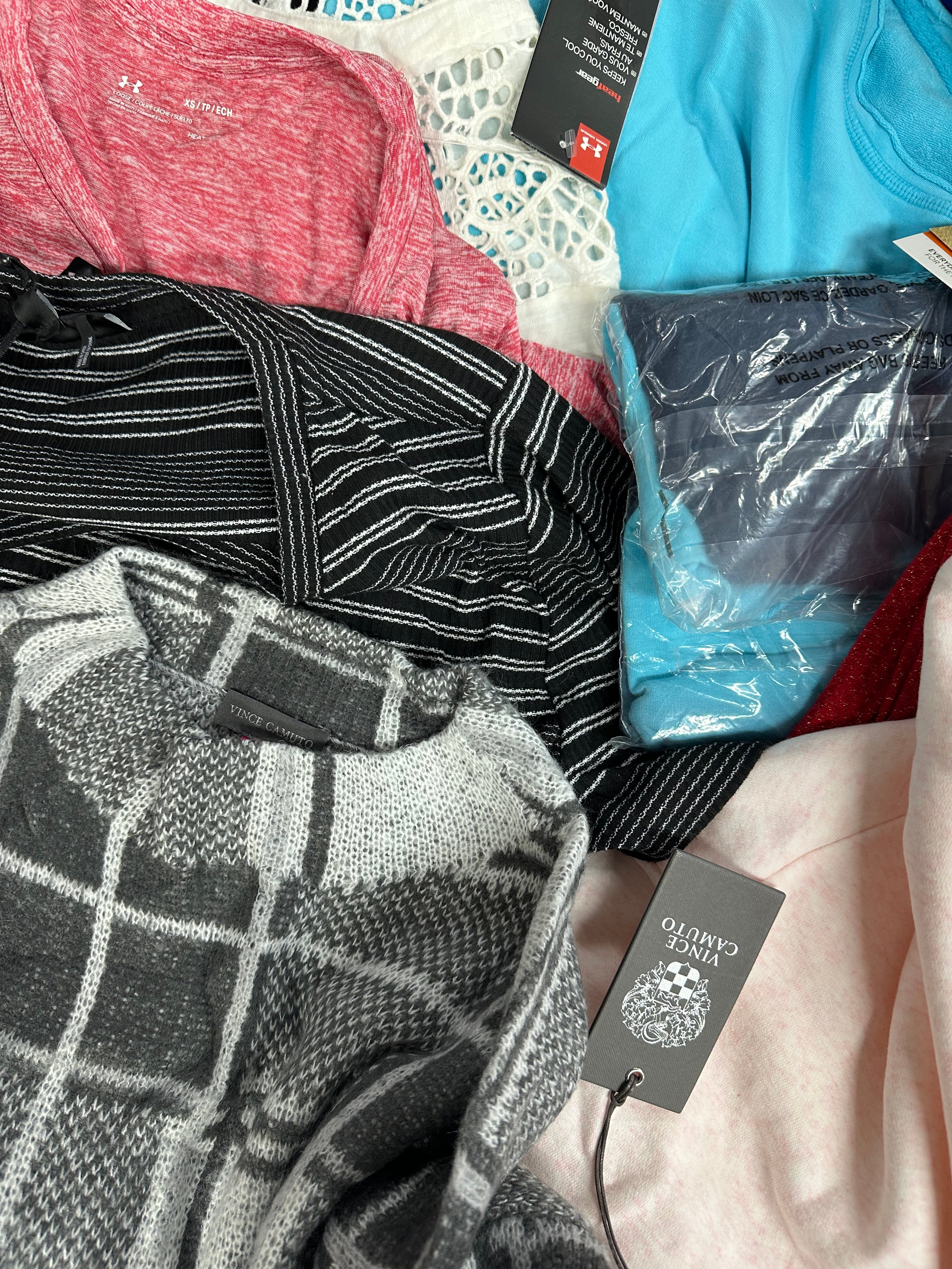 Women's Clothing Tops Wholesale Lot, LUCKY BRAND, TOMMY HILFIGER, ADIDAS, DKNY, LEGENDARY, UNDER ARMOUR and more, 21 items, Shelf Pulls, MSRP $1,361