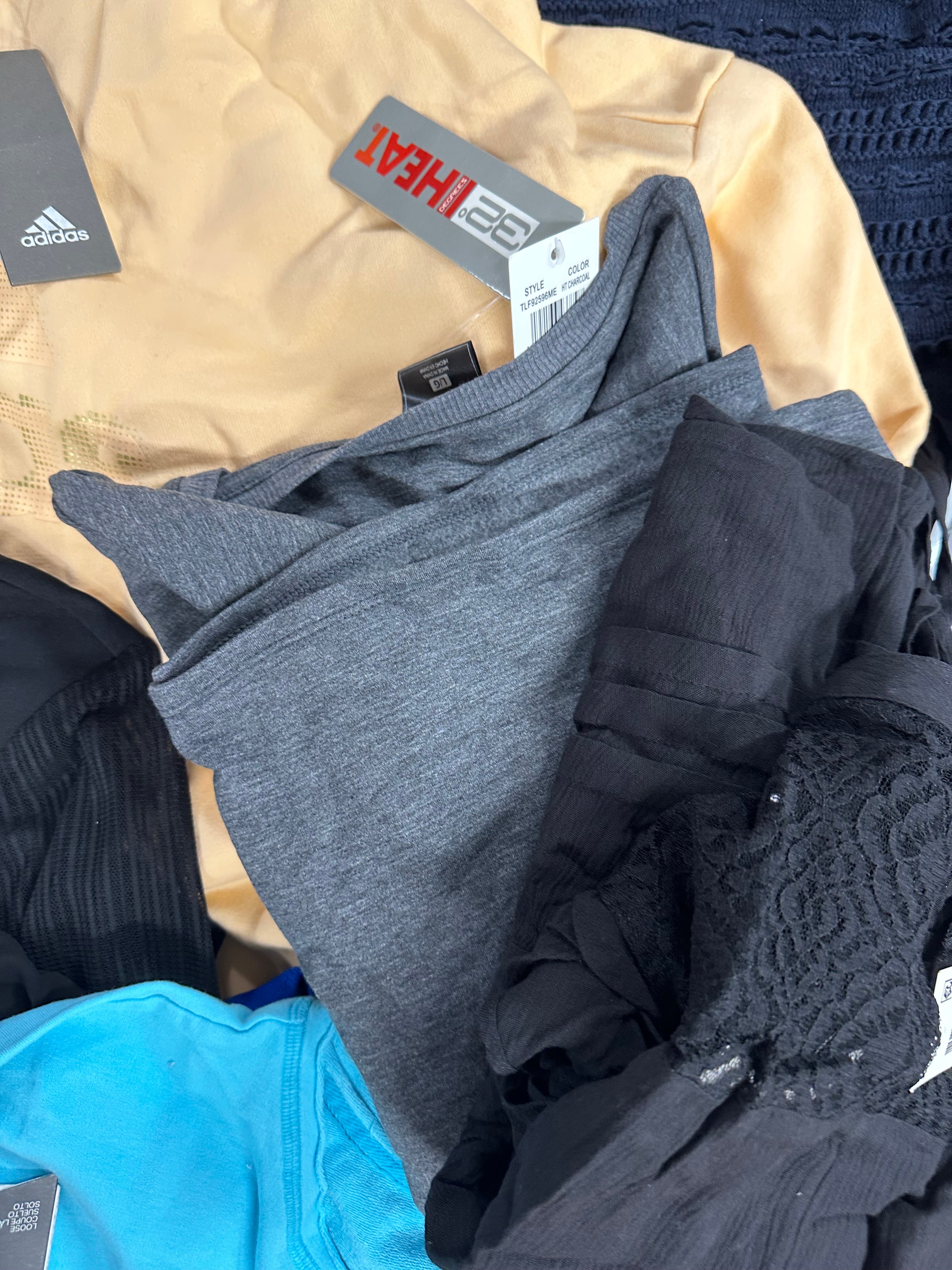 Women's Clothing Tops Wholesale Lot, LUCKY BRAND, TOMMY HILFIGER, ADIDAS, DKNY, LEGENDARY, UNDER ARMOUR and more, 21 items, Shelf Pulls, MSRP $1,361
