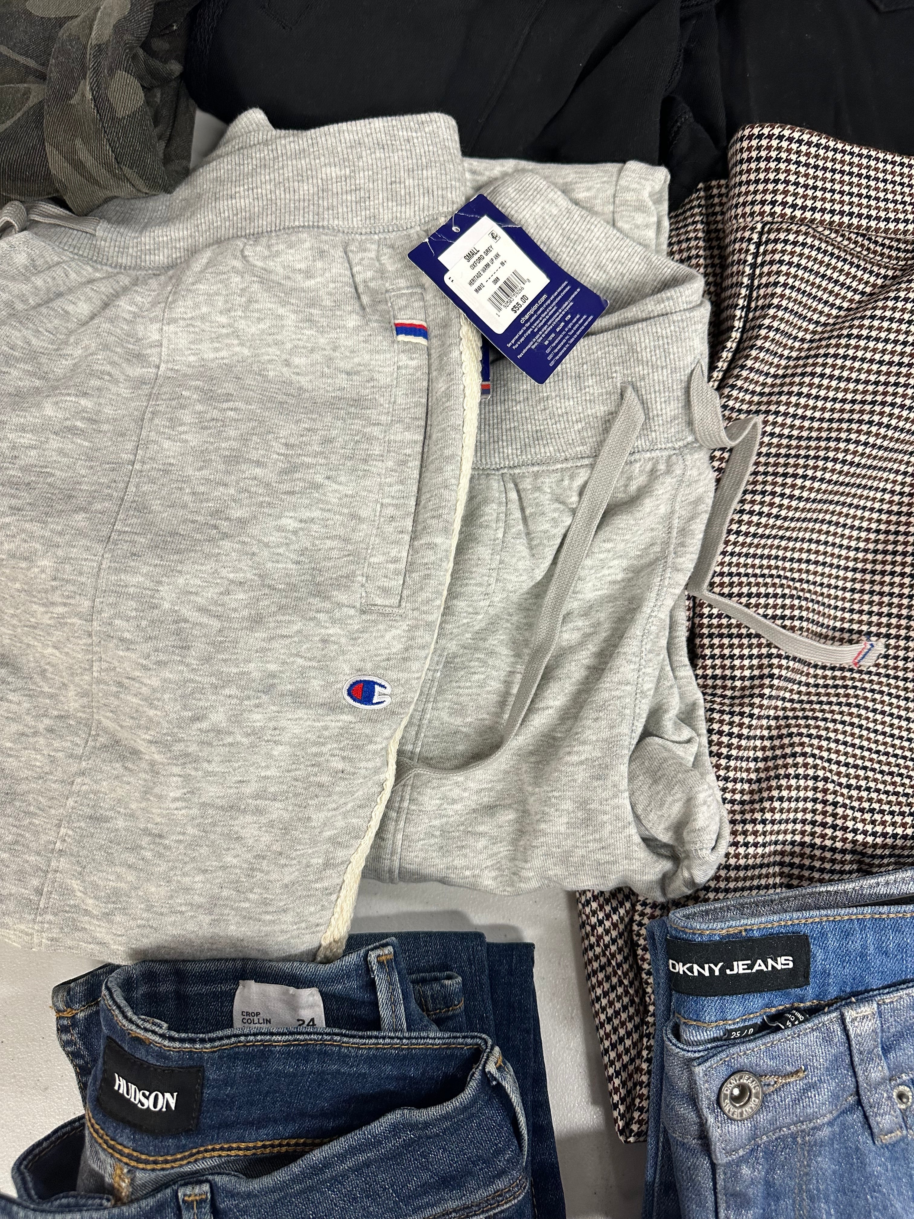 Women's Clothing Bottoms Wholesale Lot, HUDSON, ASICS, DKNY, RALPH LAUREN, CHAMPION and more, 13 items, Shelf Pulls, MSRP $1,250