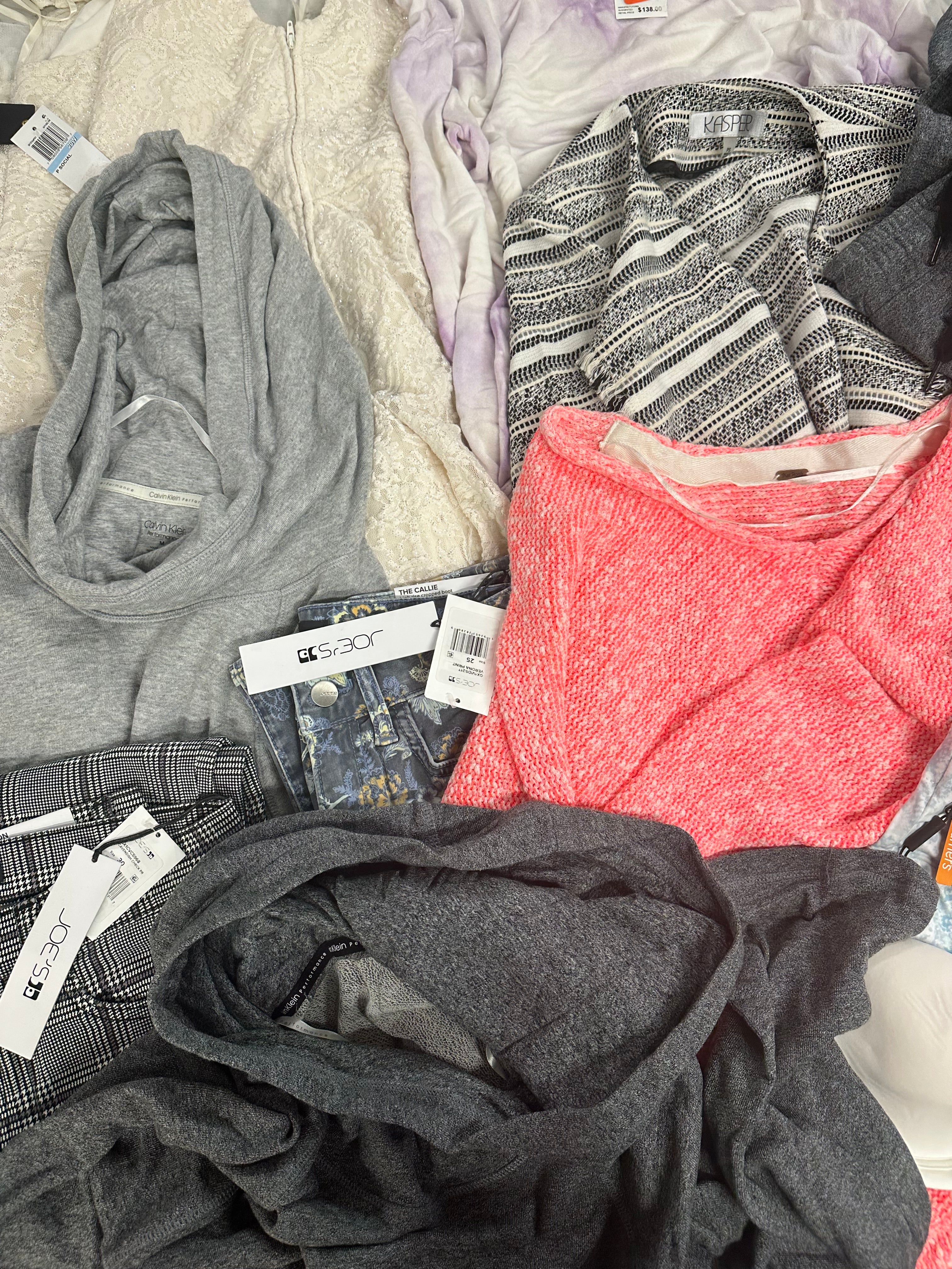 Women's Clothing Assorted Wholesale Lot, JOE'S, SUNDRY, FREE PEOPLE, WARNERS, HANES, CALVIN KLEIN and more, 11 items, Shelf Pulls, MSRP $1,145