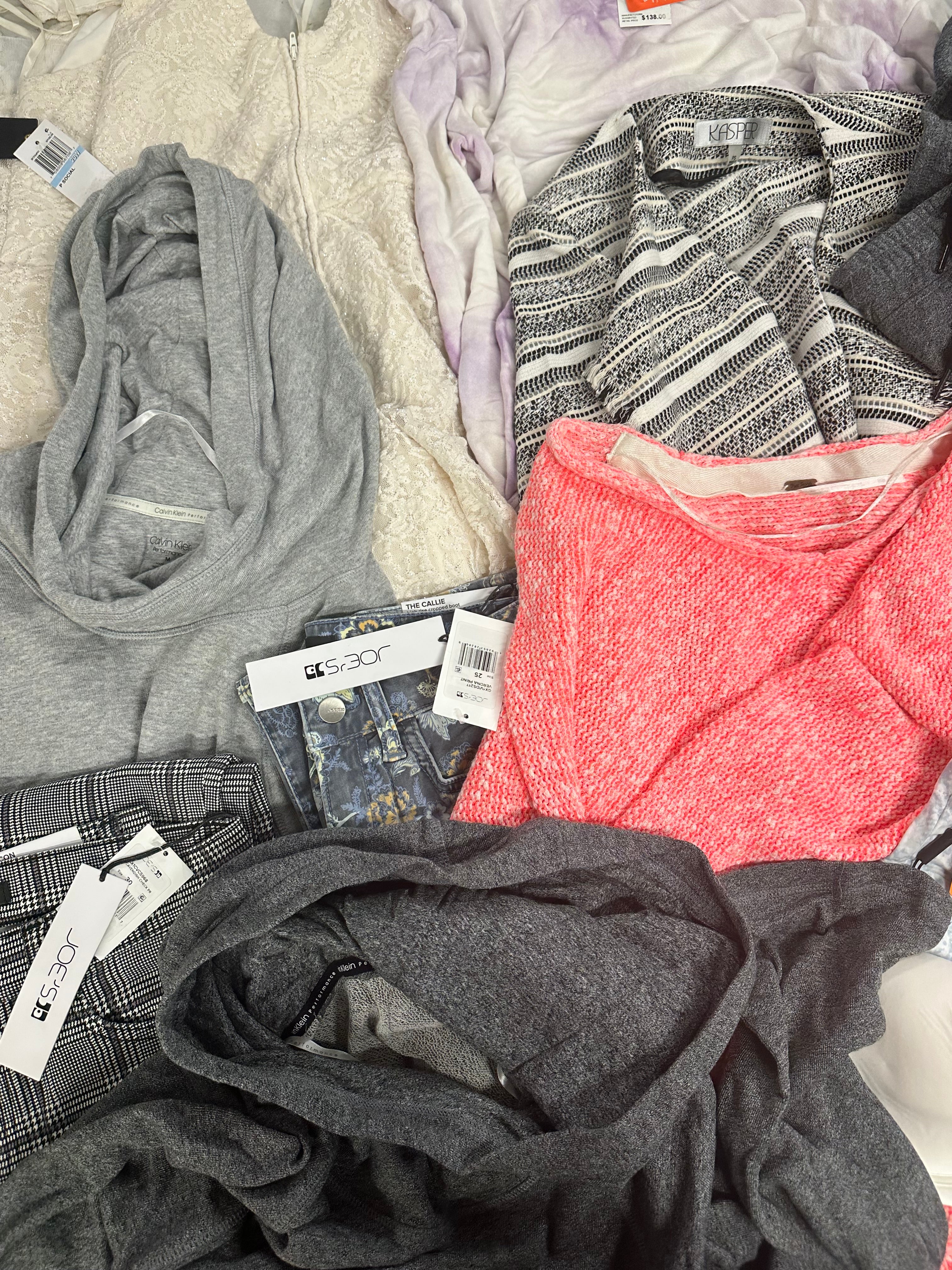 Women's Clothing Assorted Wholesale Lot, JOE'S, SUNDRY, FREE PEOPLE, WARNERS, HANES, CALVIN KLEIN and more, 11 items, Shelf Pulls, MSRP $1,145