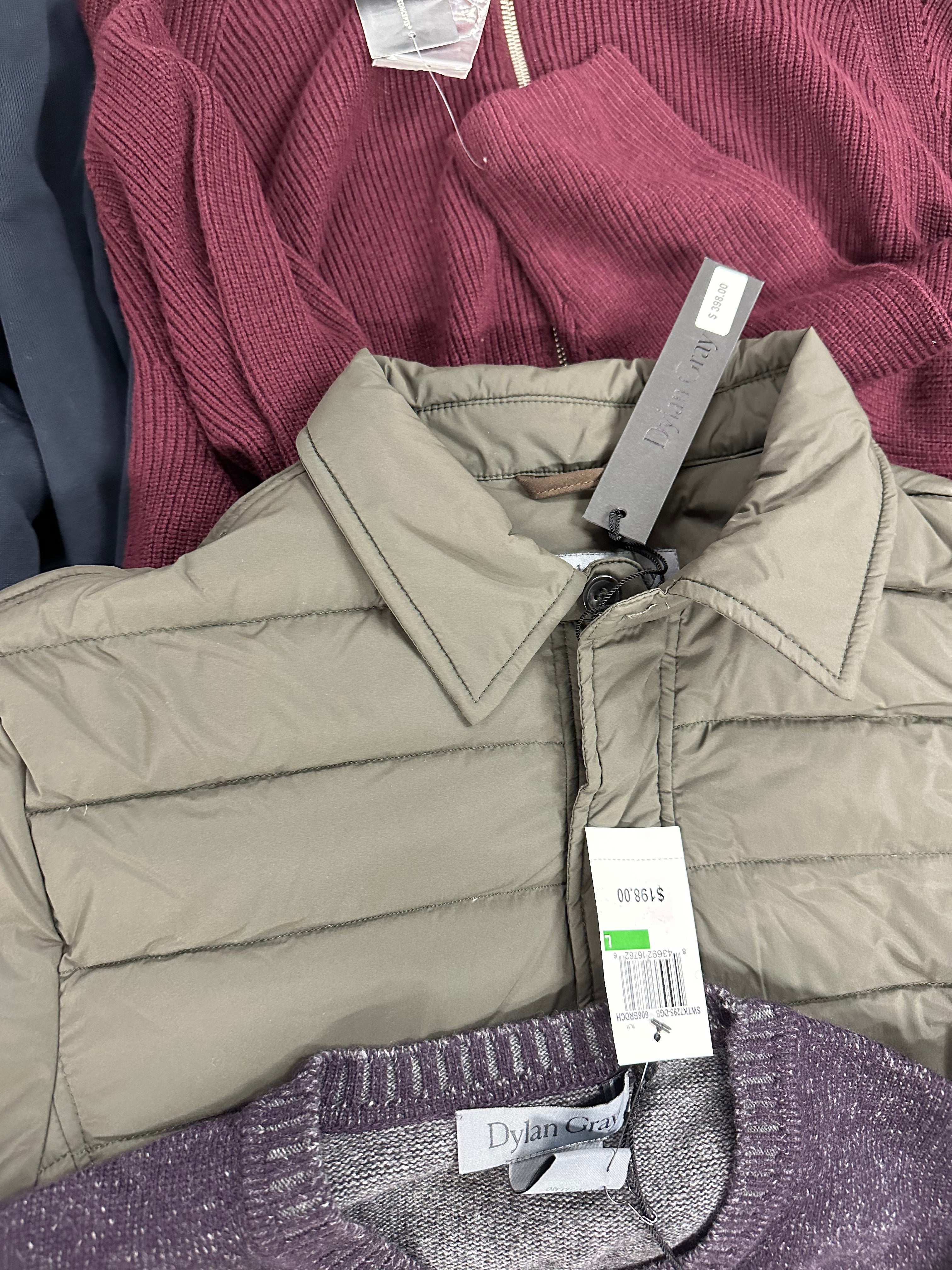 Men's Clothing Assorted Wholesale Lot, TOMMY HILFIGER, LONDON FOG, MICHAEL KORS, CHAMPION, DYLAN GRAY and more, 8 items, Shelf Pulls, MSRP $1,290