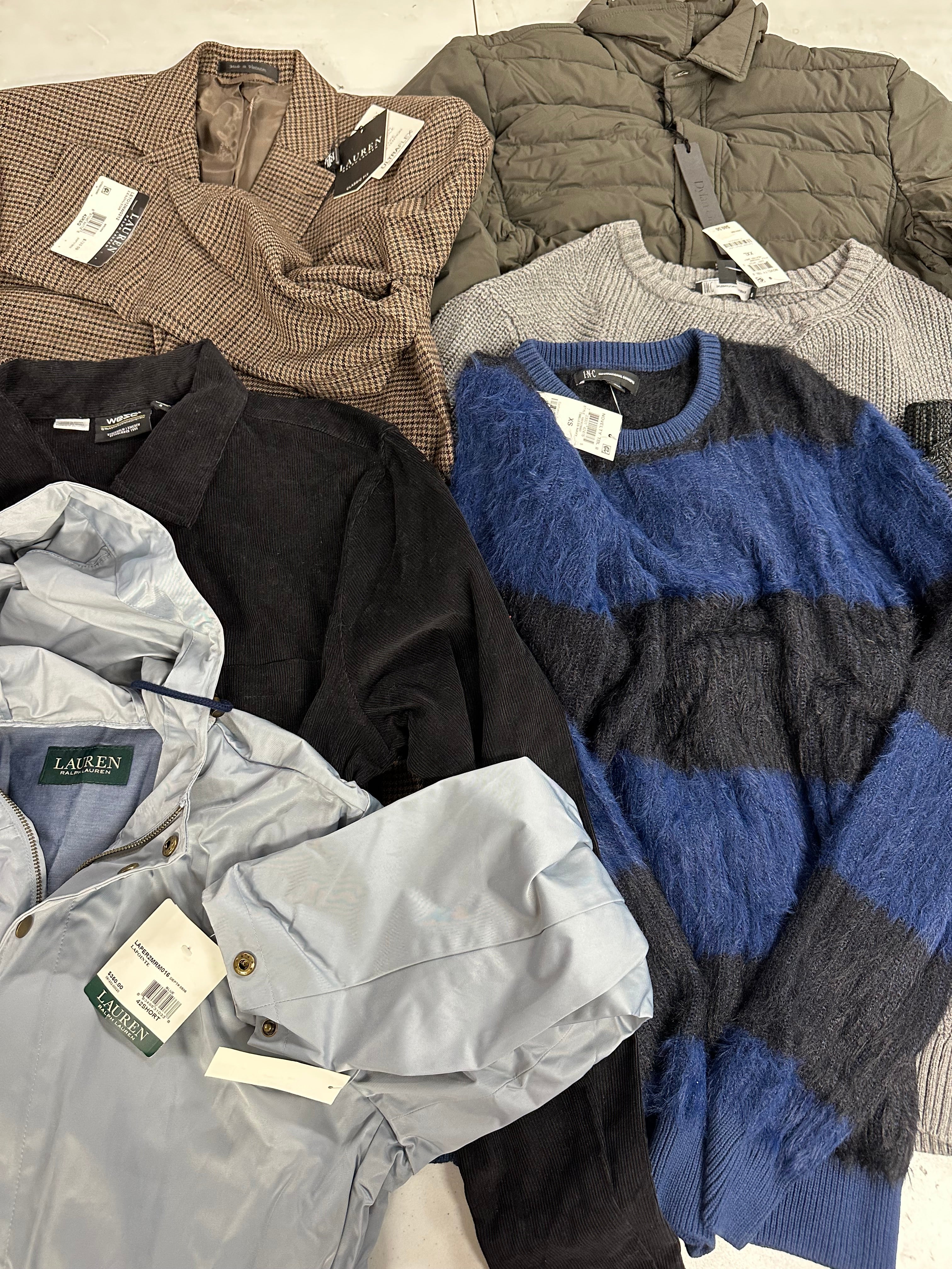 Men's Clothing Assorted Wholesale Lot, RALPH LAUREN, WESC, STEVE MADDEN, INC and more, 7 items, Shelf Pulls, MSRP $1,284