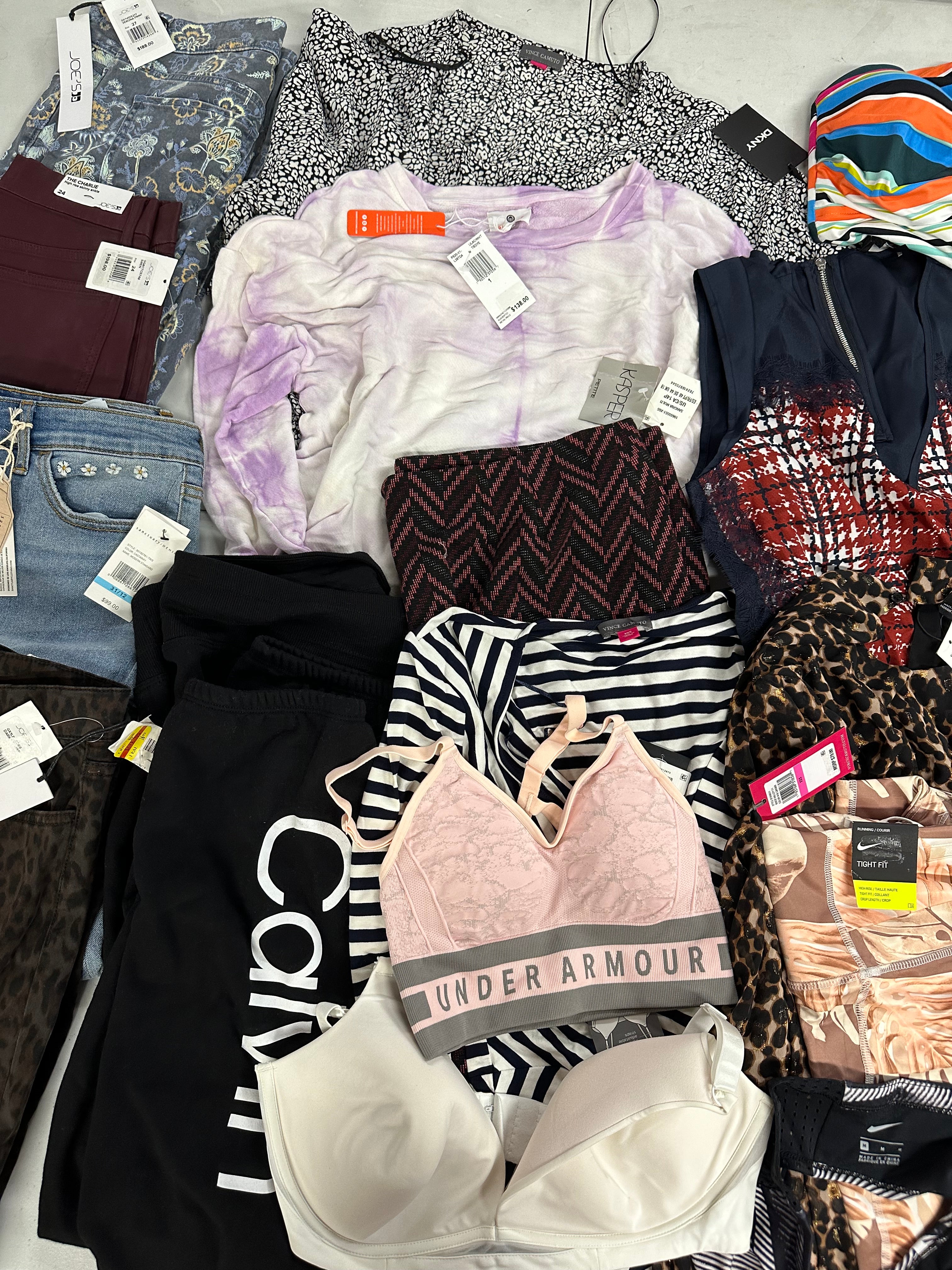 Women's Clothing Pants & Others, Wholesale Lot, JOE'S, UNDER ARMOUR, CALVIN KLEIN, SUNDRY, NIKE, KASPER, SAGE and more, 16 items, Shelf Pulls, MSRP $1,595
