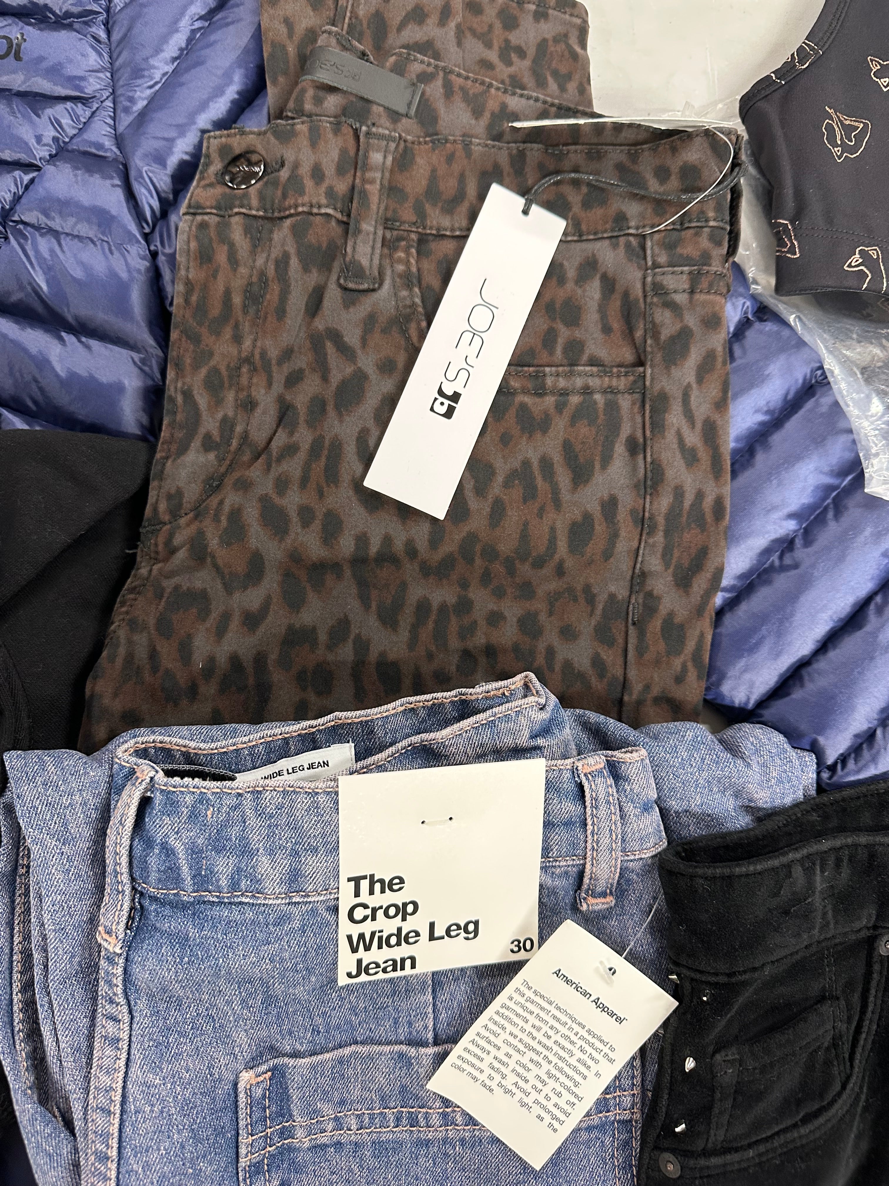 Women's Clothing Assorted Wholesale Lot, MARMOT, HUDSON, JOE'S, ADIDAS, AMERICAN APPAREL and more, 14 items, Shelf Pulls, MSRP $1,446