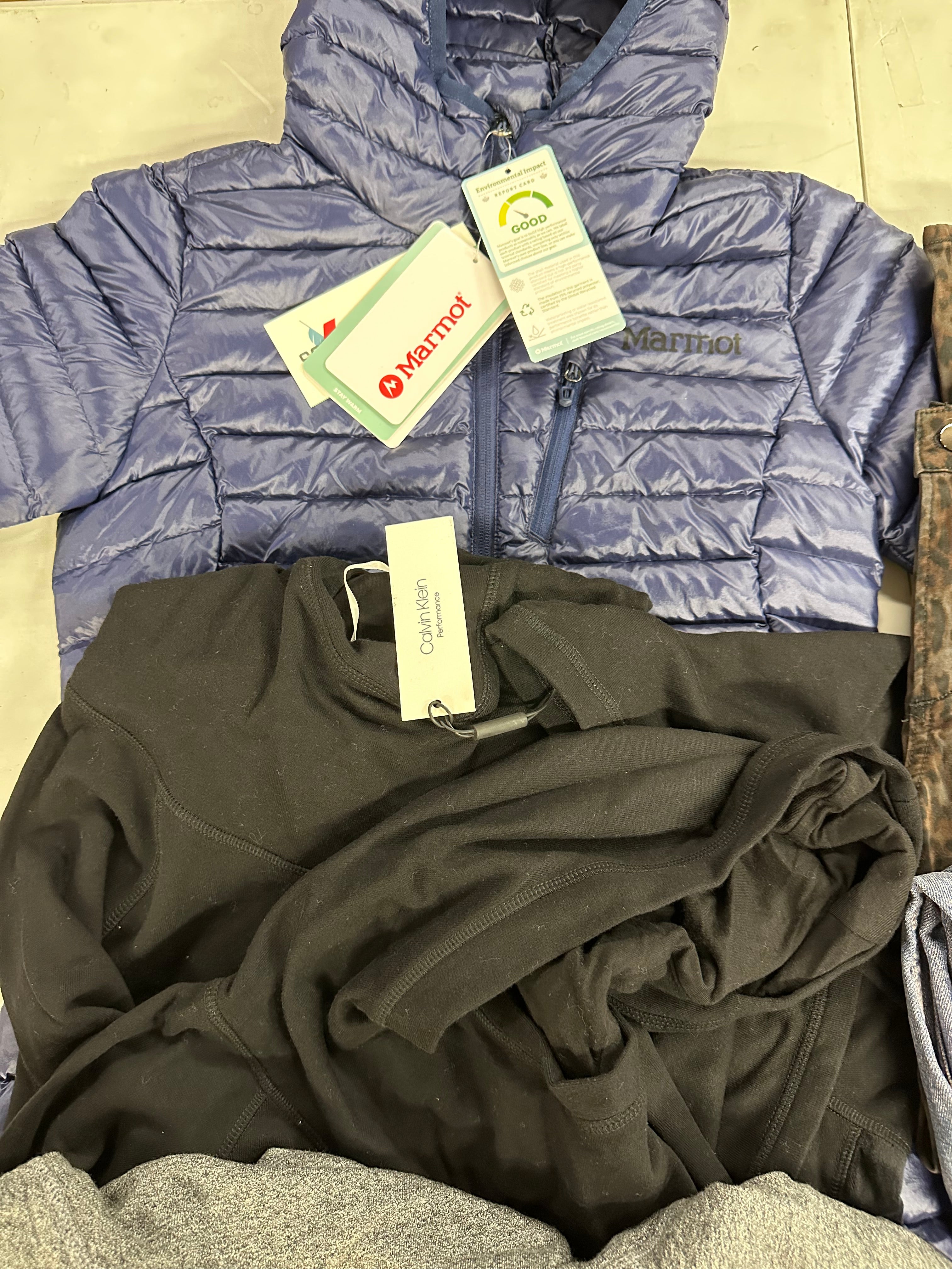 Women's Clothing Assorted Wholesale Lot, MARMOT, HUDSON, JOE'S, ADIDAS, AMERICAN APPAREL and more, 14 items, Shelf Pulls, MSRP $1,446