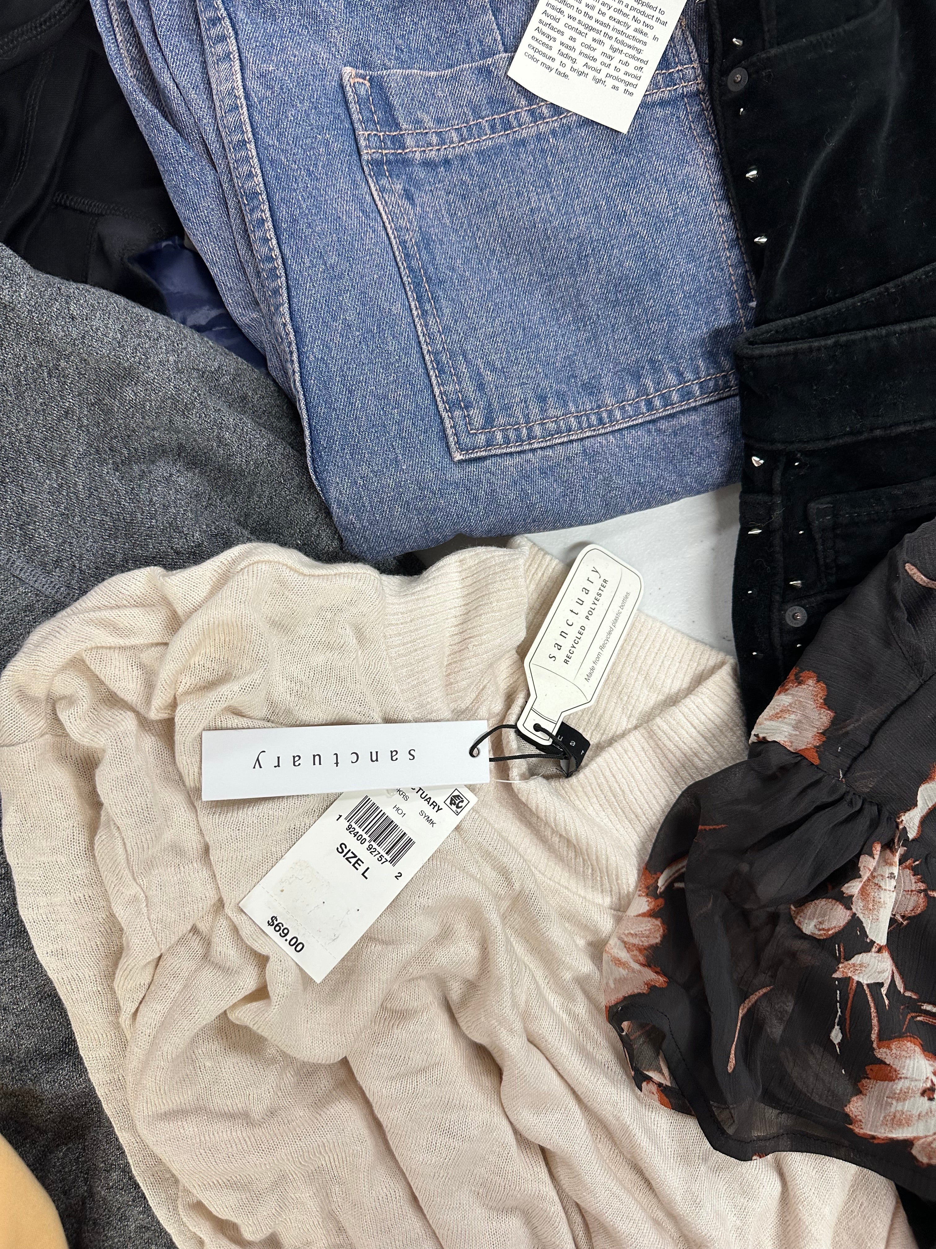 Women's Clothing Assorted Wholesale Lot, MARMOT, HUDSON, JOE'S, ADIDAS, AMERICAN APPAREL and more, 14 items, Shelf Pulls, MSRP $1,446