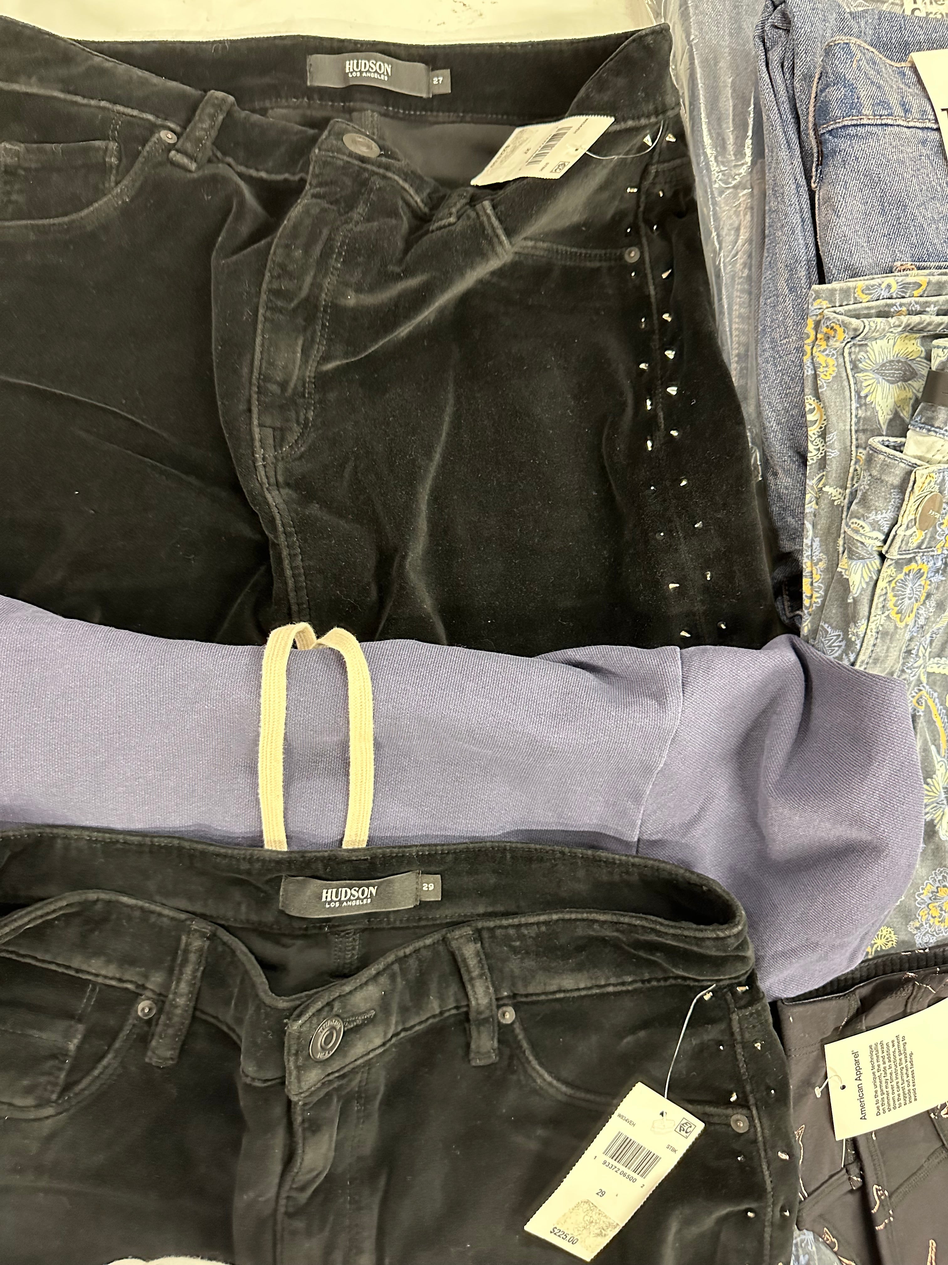 Women's Clothing Assorted Wholesale Lot, HUDSON, JOE'S JEANS, AMERICAN APPAREL and more, 12 items, Shelf Pulls, MSRP $1,391