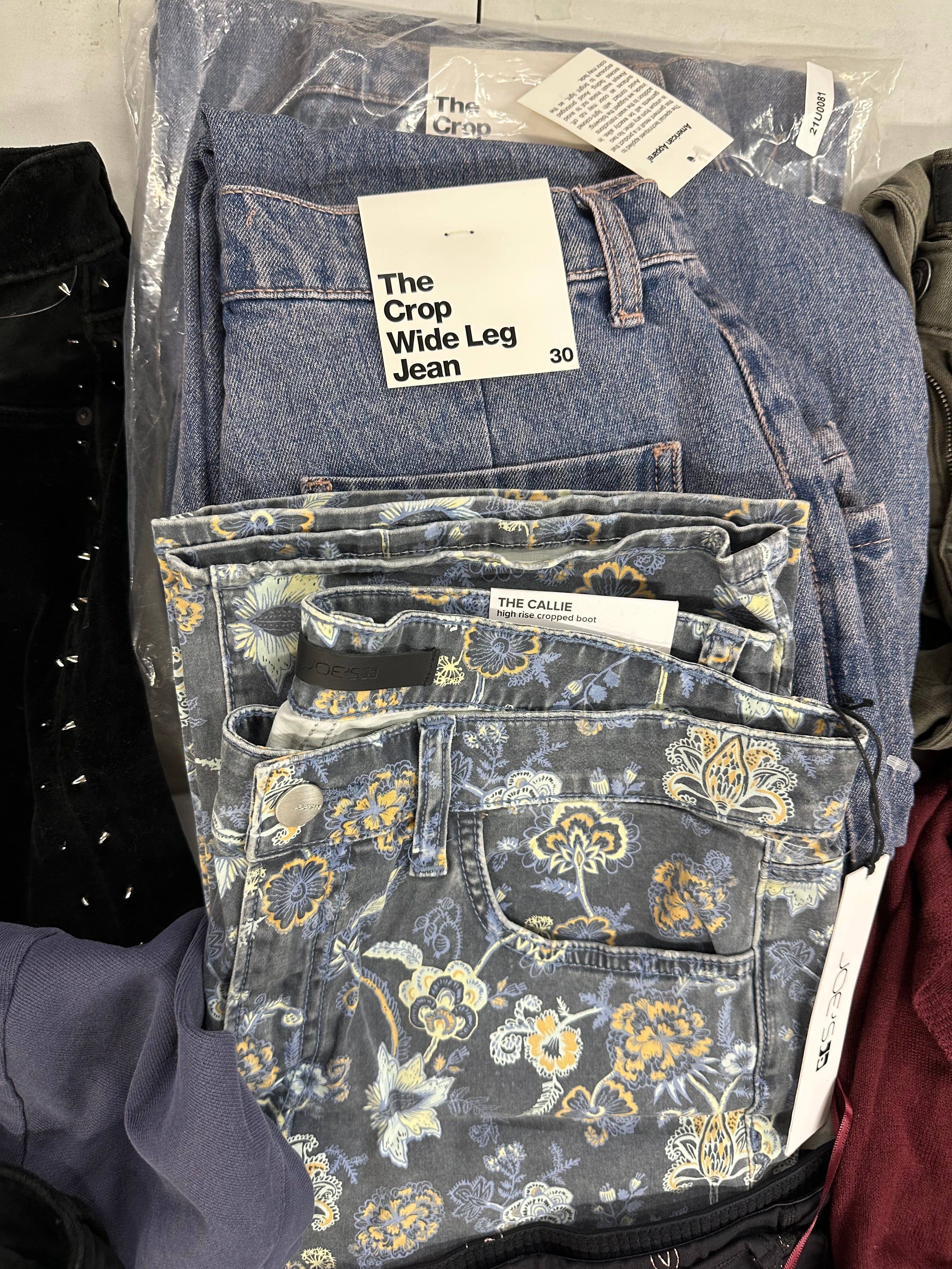 Women's Clothing Assorted Wholesale Lot, HUDSON, JOE'S JEANS, AMERICAN APPAREL and more, 12 items, Shelf Pulls, MSRP $1,391