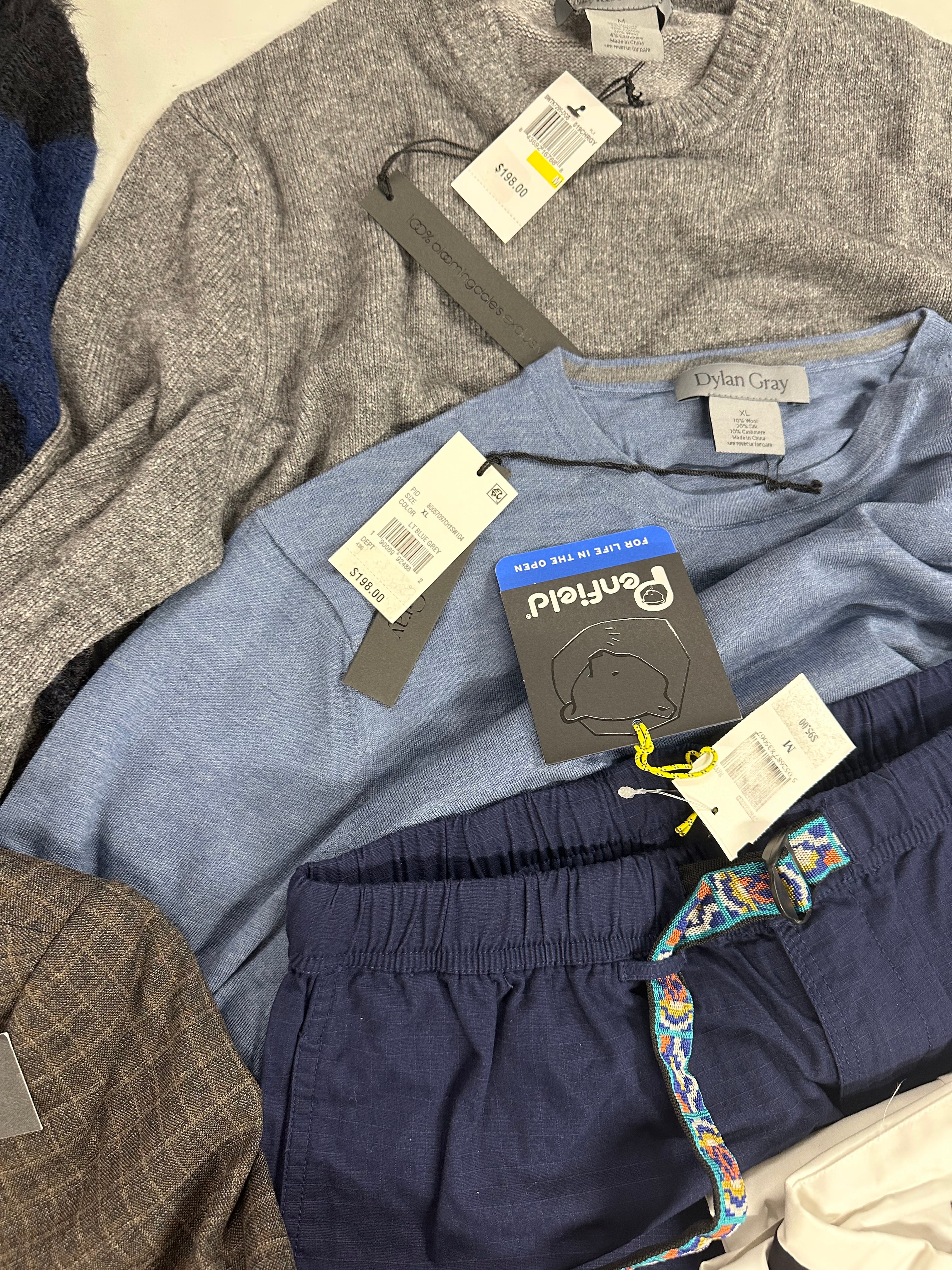 Men's Clothing Sweaters and Other Wholesale Lot, TOMMY HILFIGER, PENFIELD, DYLAN GRAY, NAS1, HANES and more, 11 items, Shelf Pulls, MSRP $1,271