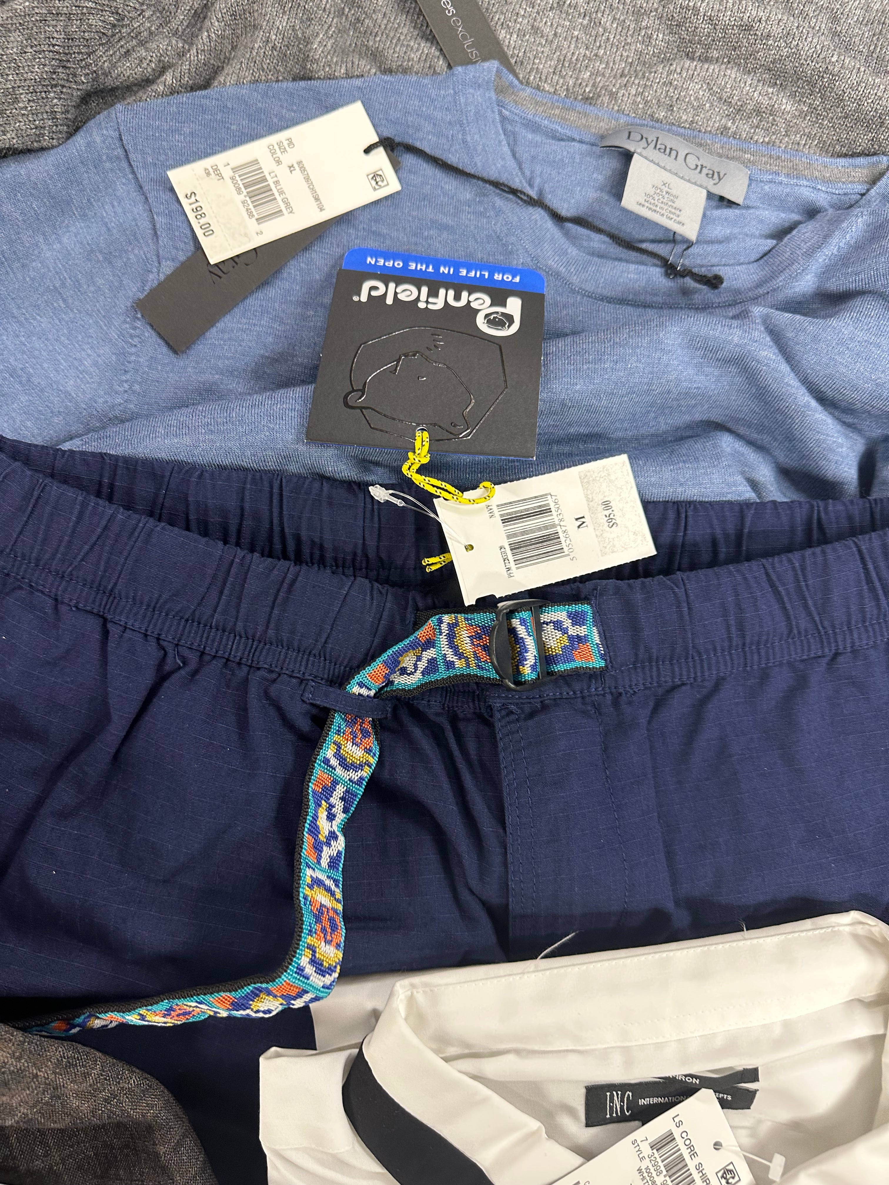 Men's Clothing Sweaters and Other Wholesale Lot, TOMMY HILFIGER, PENFIELD, DYLAN GRAY, NAS1, HANES and more, 11 items, Shelf Pulls, MSRP $1,271