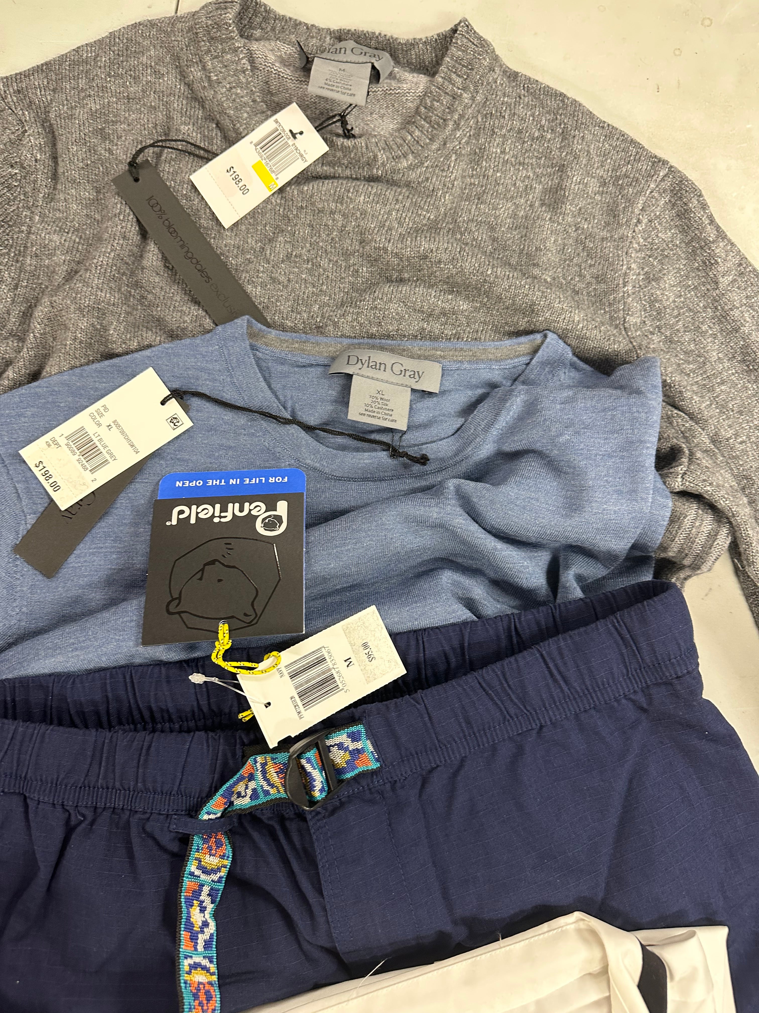Men's Clothing Sweaters and Other Wholesale Lot, TOMMY HILFIGER, PENFIELD, DYLAN GRAY, NAS1, HANES and more, 11 items, Shelf Pulls, MSRP $1,271