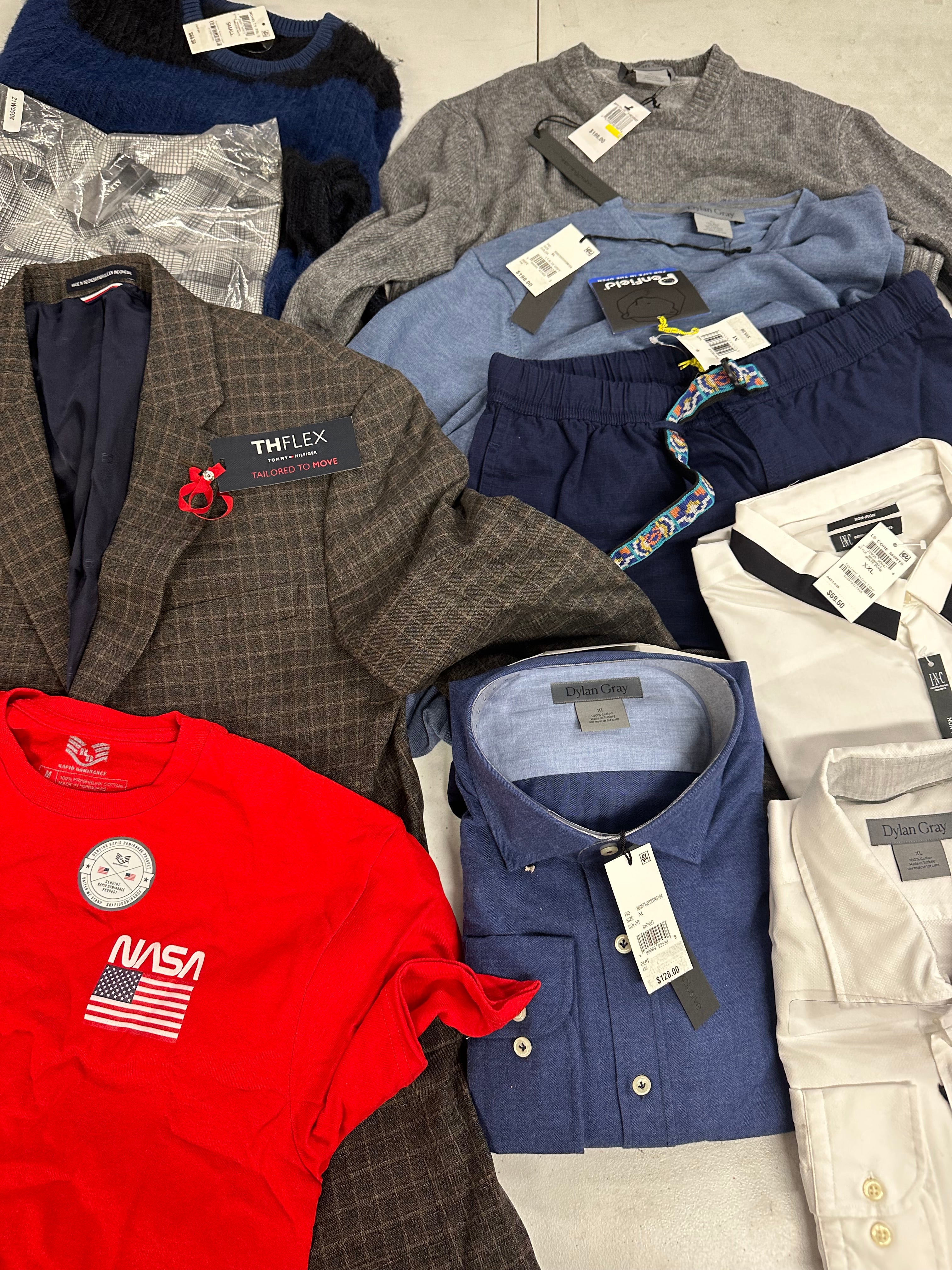 Men's Clothing Sweaters and Other Wholesale Lot, TOMMY HILFIGER, PENFIELD, DYLAN GRAY, NAS1, HANES and more, 11 items, Shelf Pulls, MSRP $1,271