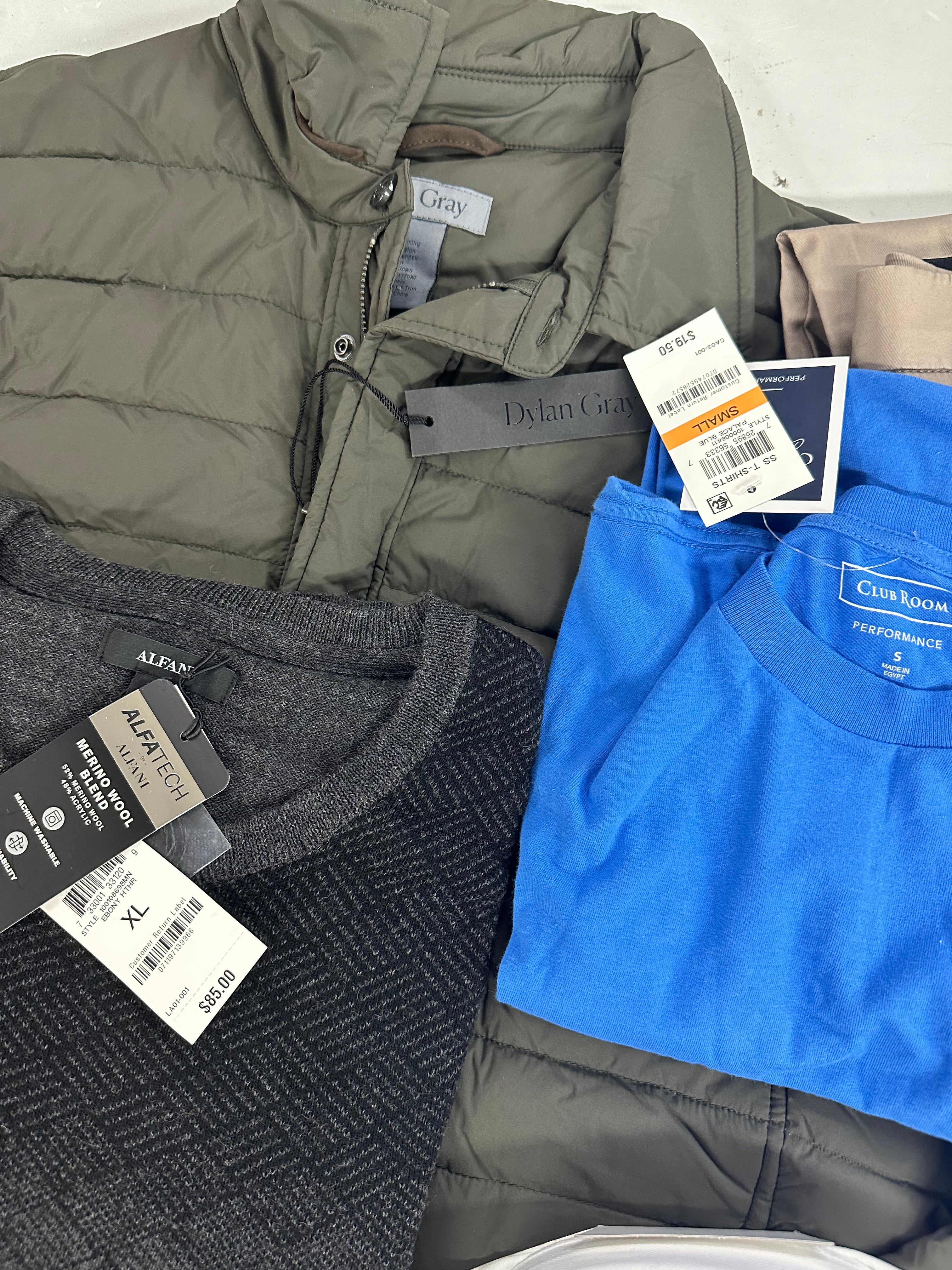 Men's Clothing Assorted Wholesale Lot, NAUTICA, PENFIELD, CALVIN KLEIN, AMERICAN APPAREL, JOCKEY and more, 14 items, Shelf Pulls, MSRP $1,680