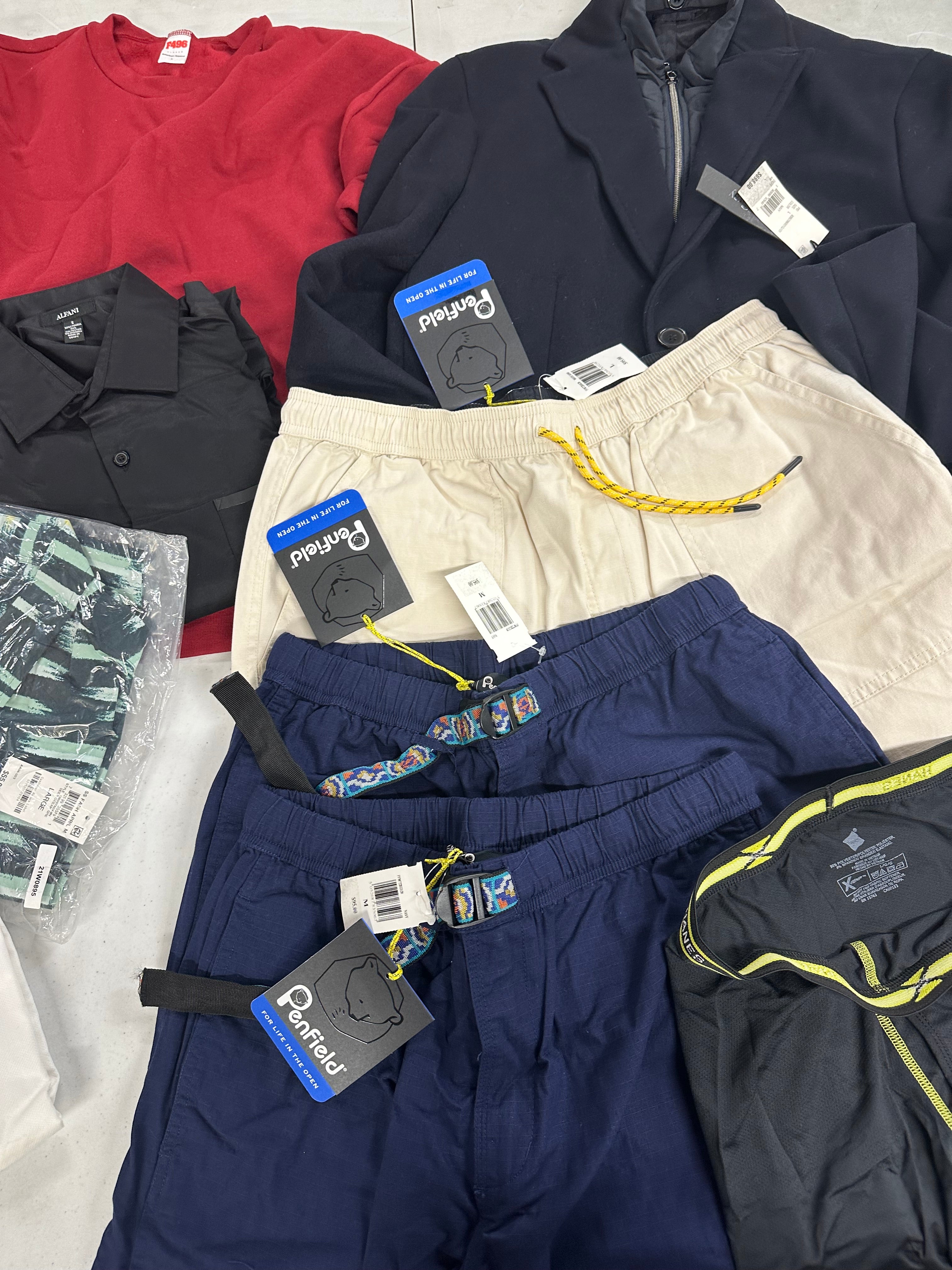 Men's Clothing Assorted Wholesale Lot, PENFIELD, HANES, AMERICAN APPAREL, ALFANI and more, 9 items, Shelf Pulls, MSRP $1,286