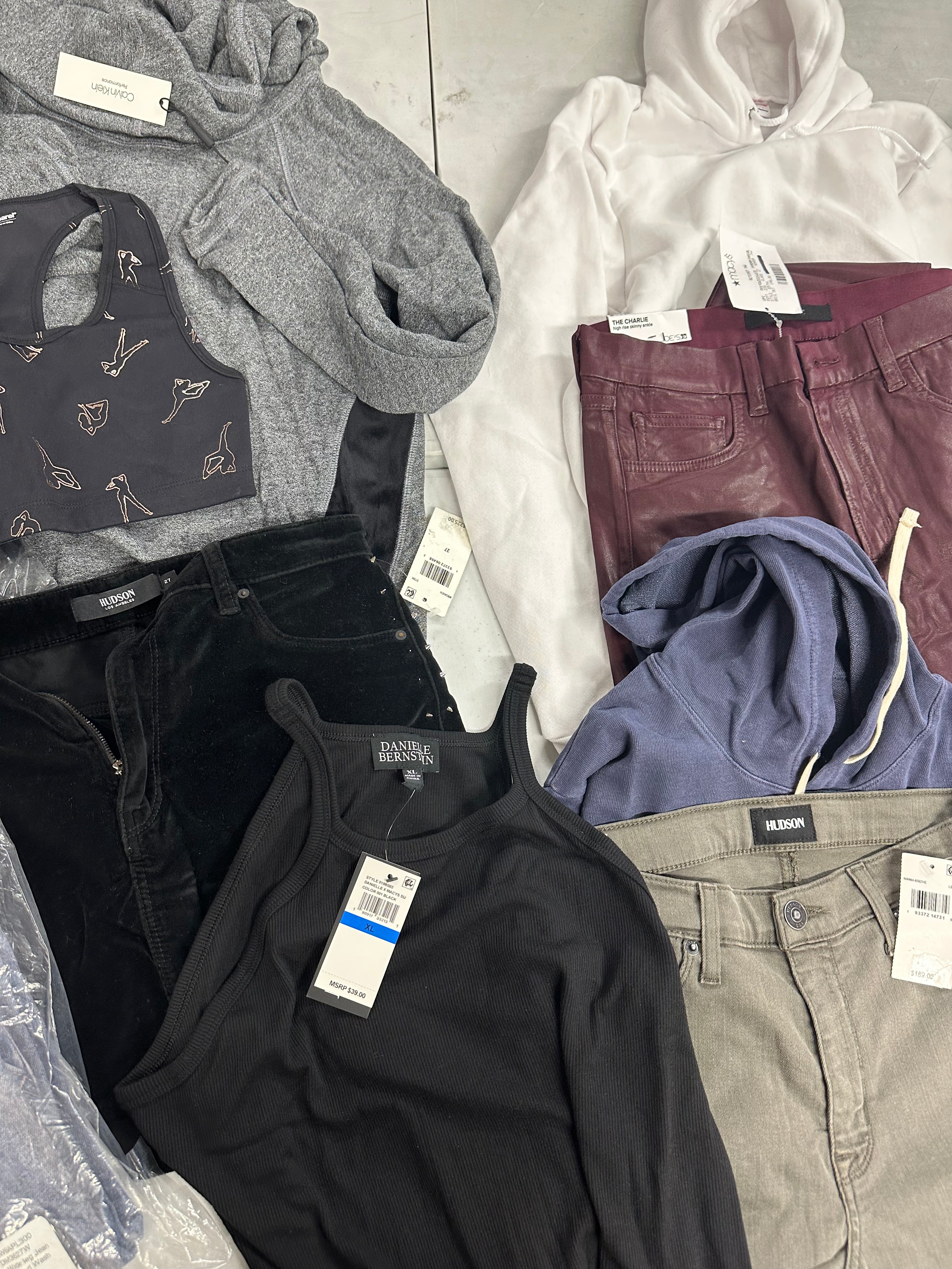 Women's Clothing Assorted Wholesale Lot, JOE'S JEANS, CALVIN KLEIN, HUDSON, AMERICAN APPAREL and more, 11 items, Shelf Pulls, MSRP $976