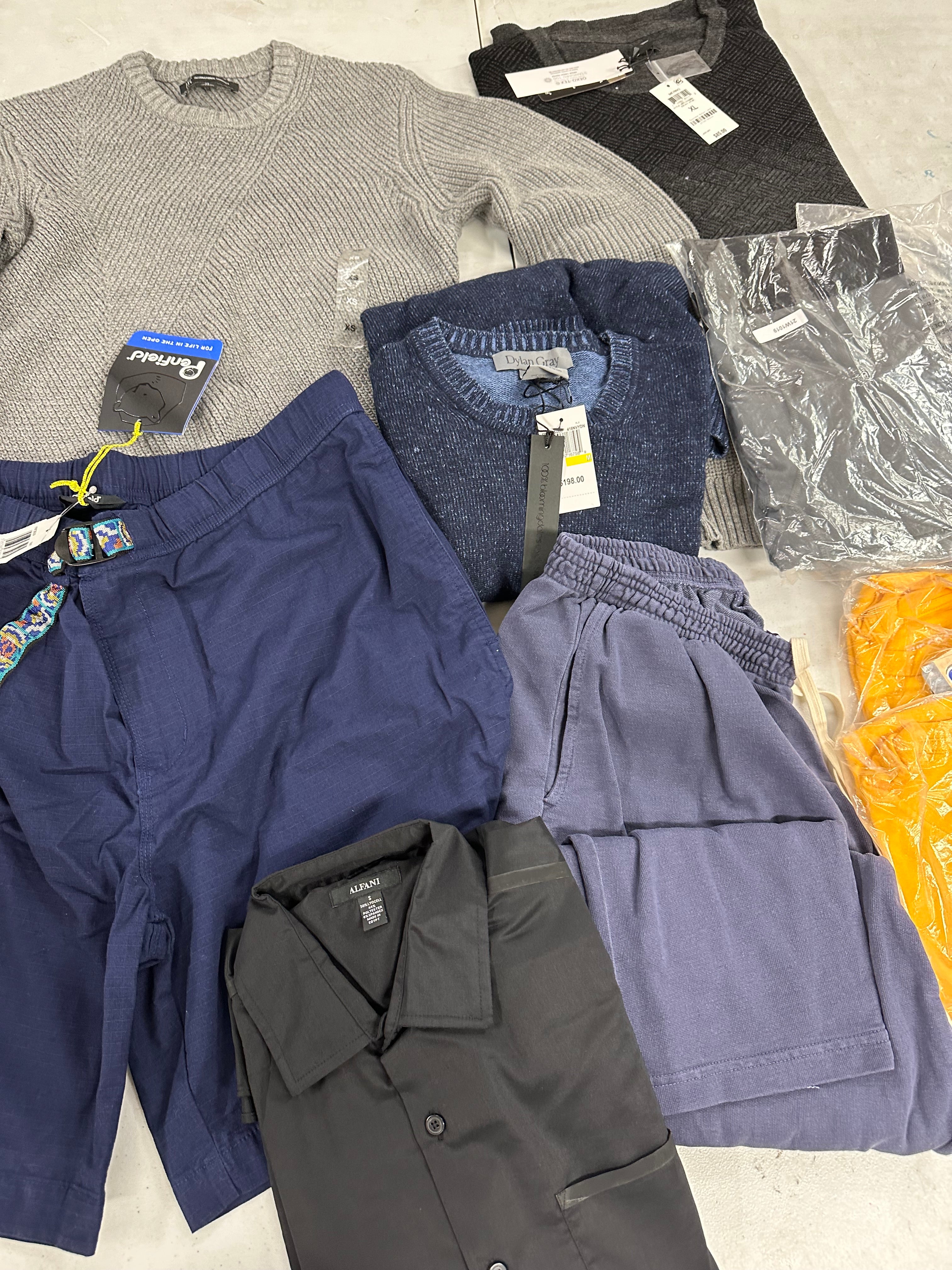 Men's Clothing Assorted Wholesale Lot, PENFIELD, ADIDAS, AMERICAN APPAREL, DYLAN GRAY, ALFANI and more, 12 items, Shelf Pulls, MSRP $767